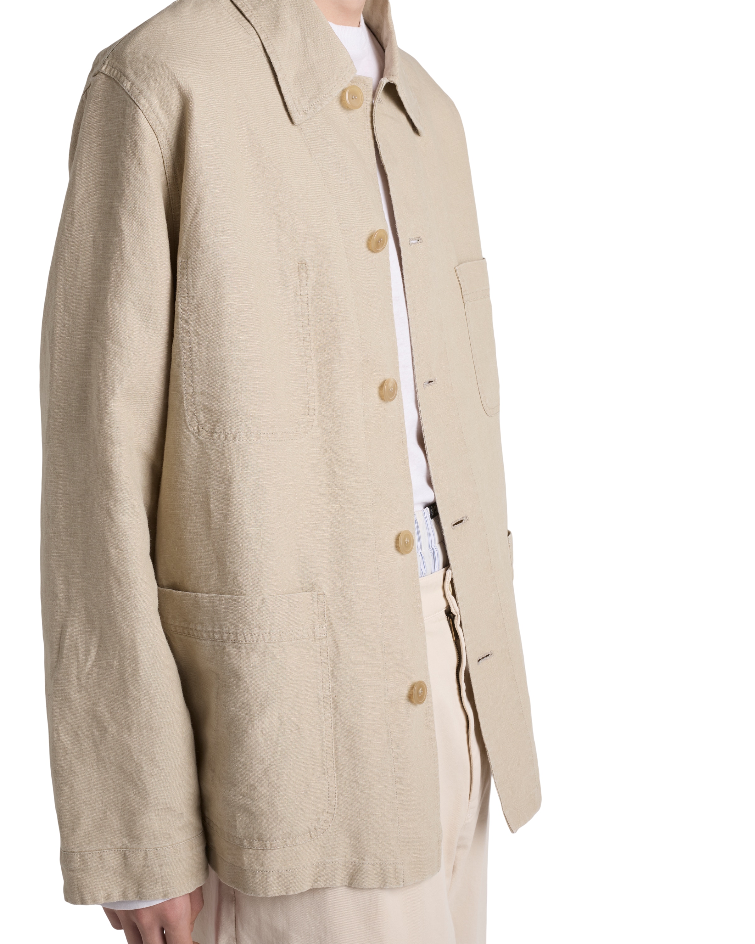 Prada Single-breasted Linen Jacket In Neutral