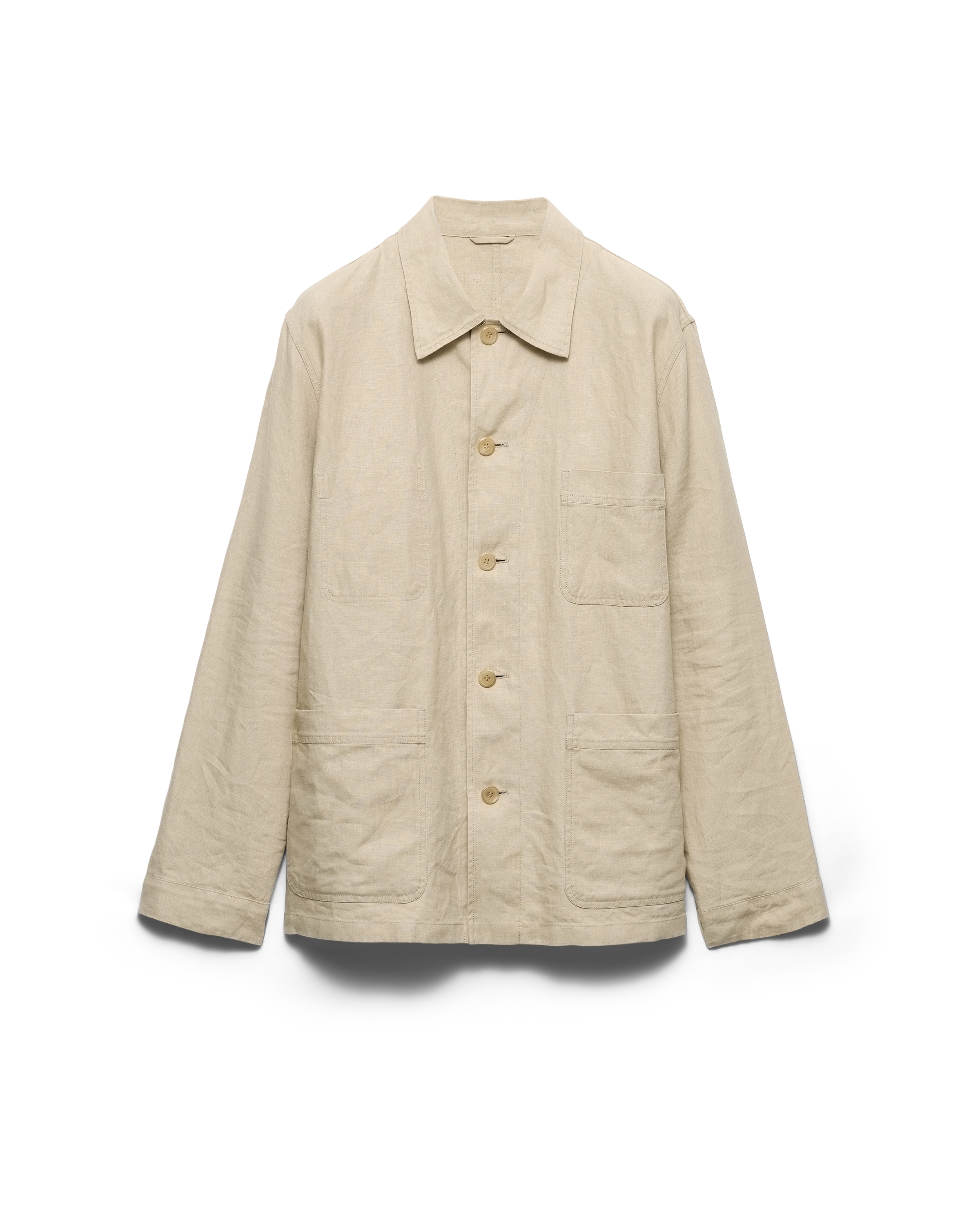 Prada Single-breasted Linen Jacket In Neutral