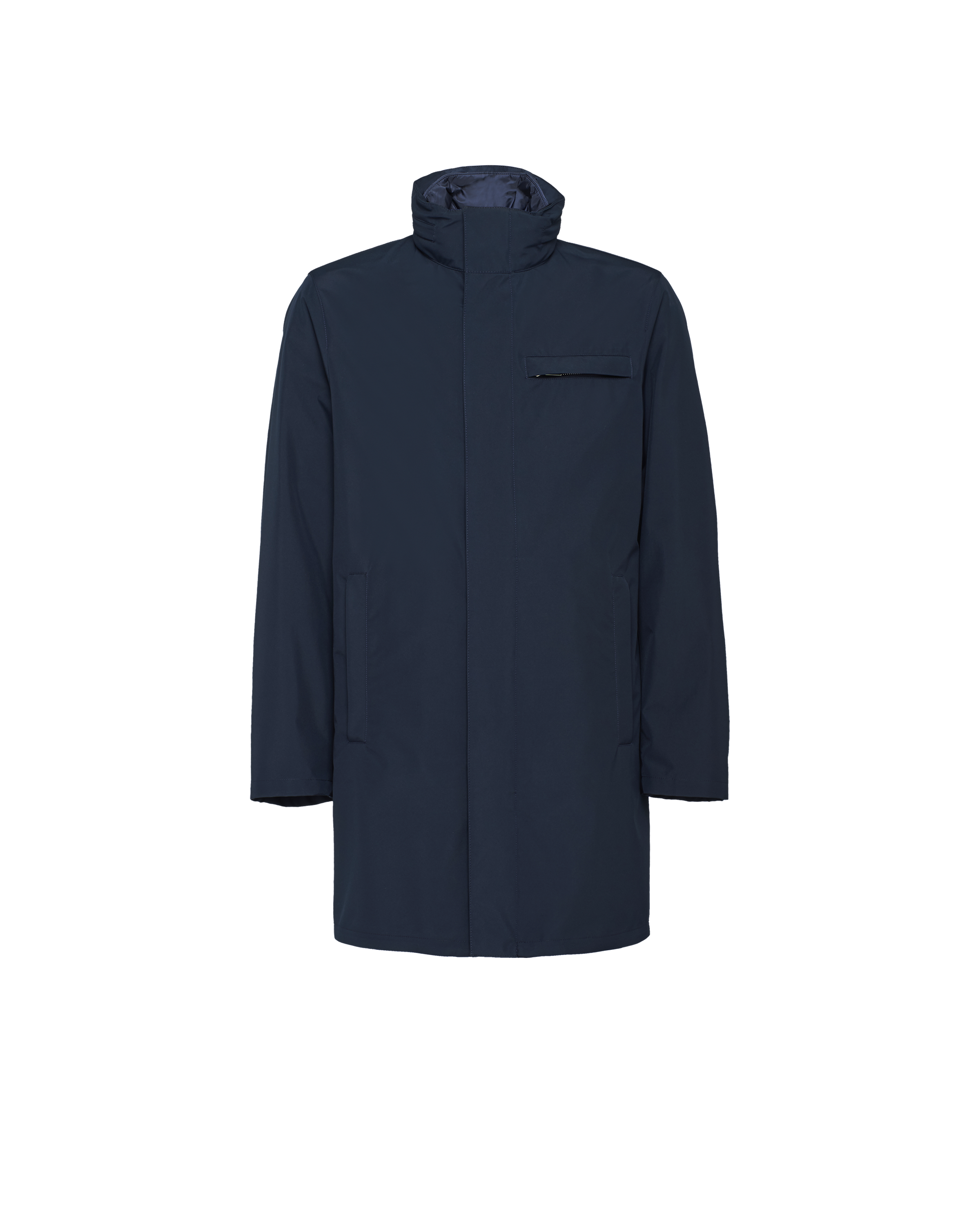 Prada Technical Fabric Raincoat In Navy