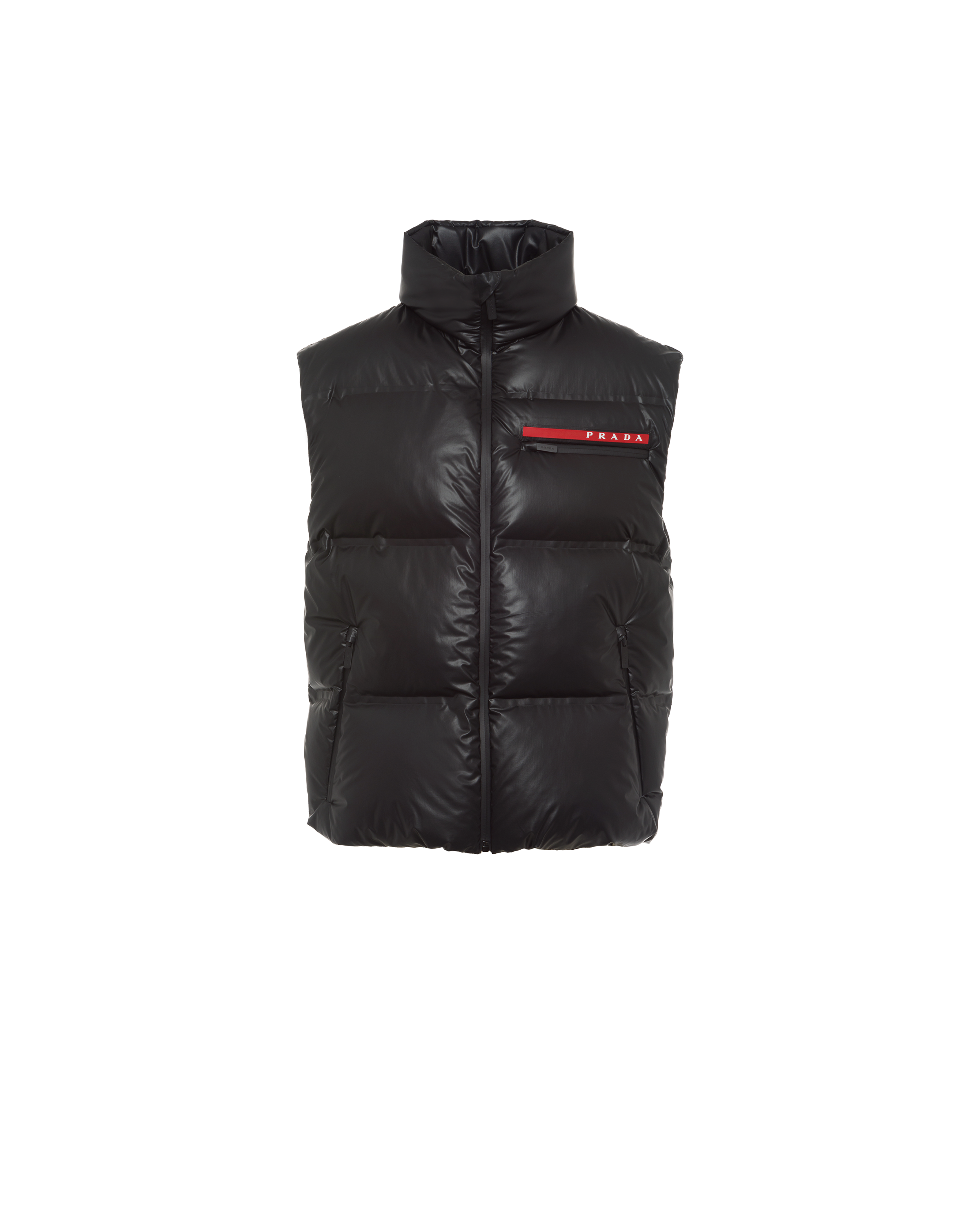 Prada Light Nylon Down Vest In Black | ModeSens