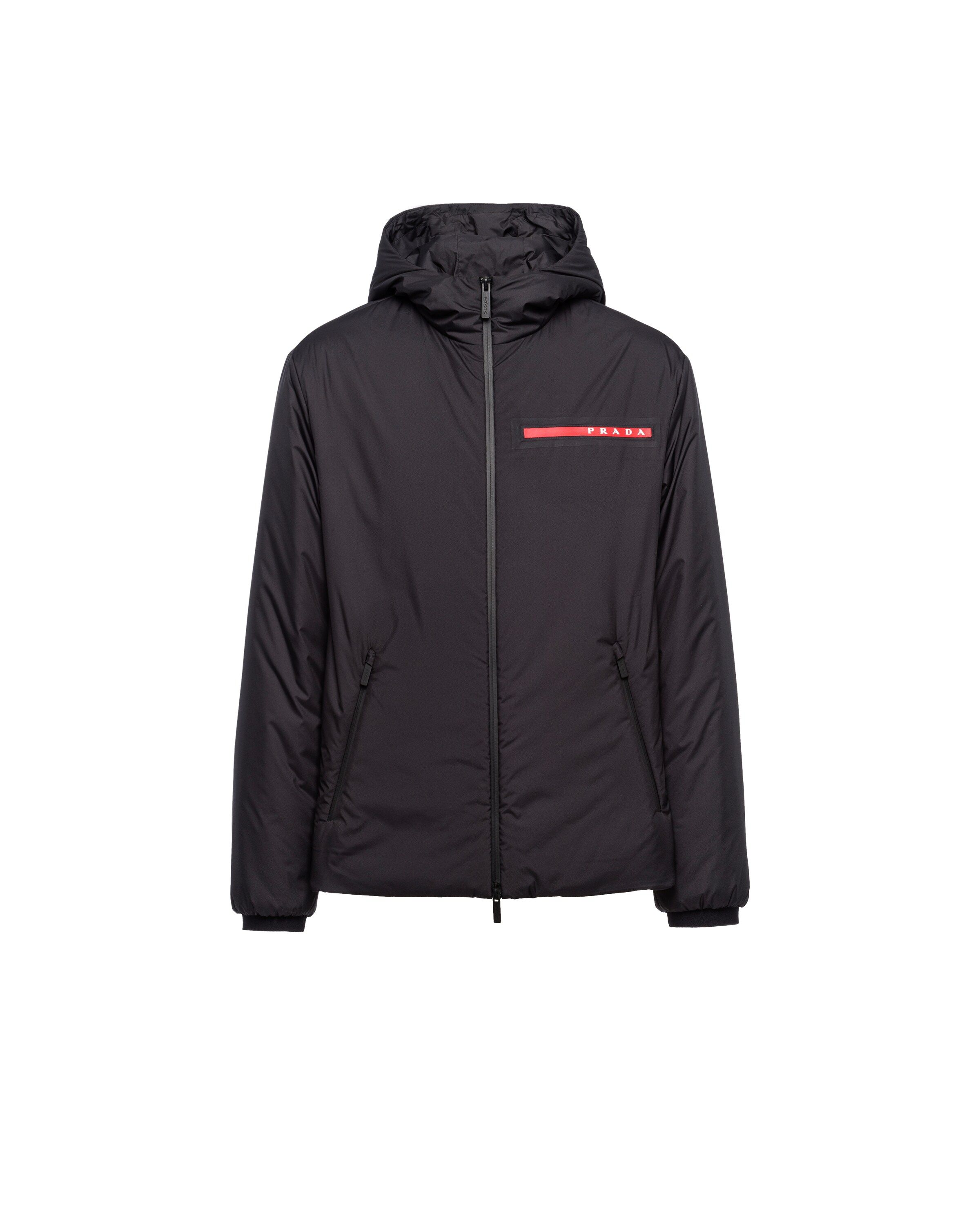 Prada Light Polyester Padded Jacket, Men, Black, Size L
