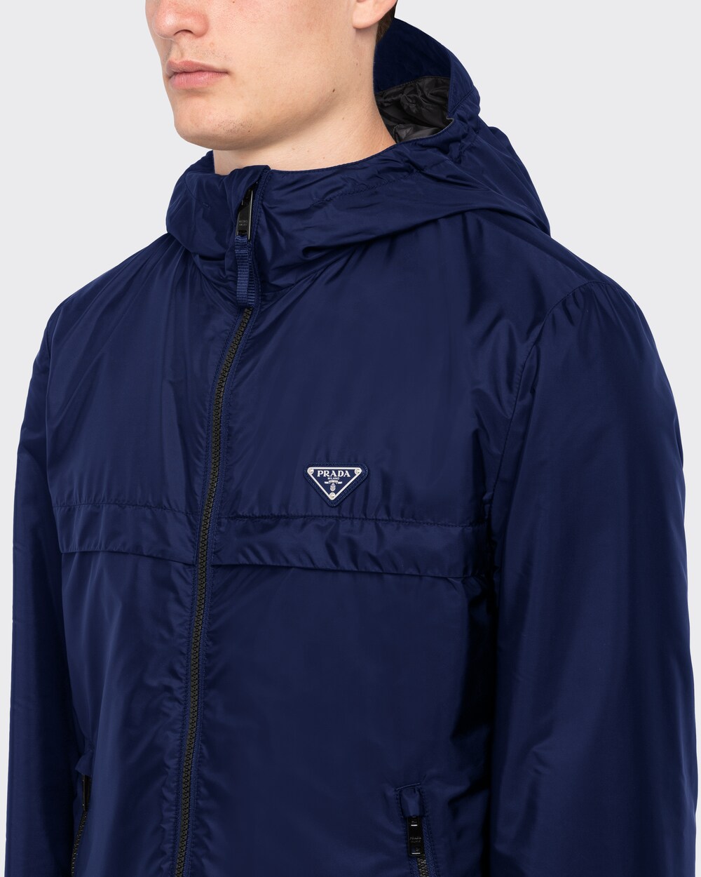 Navy/black Re-Nylon blouson jacket | Prada