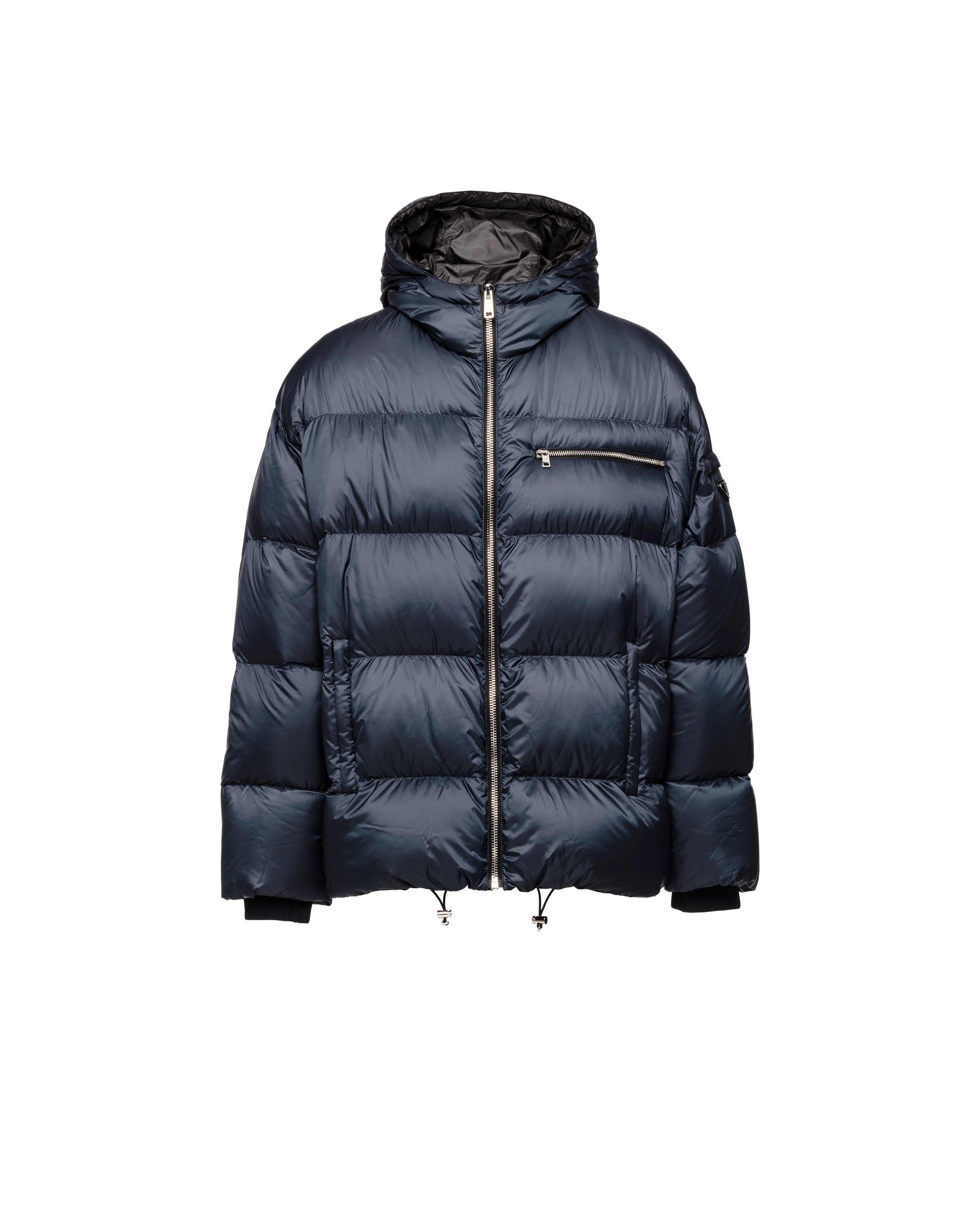 Prada Mid-length Technical Fabric Puffer Jacket In Blue