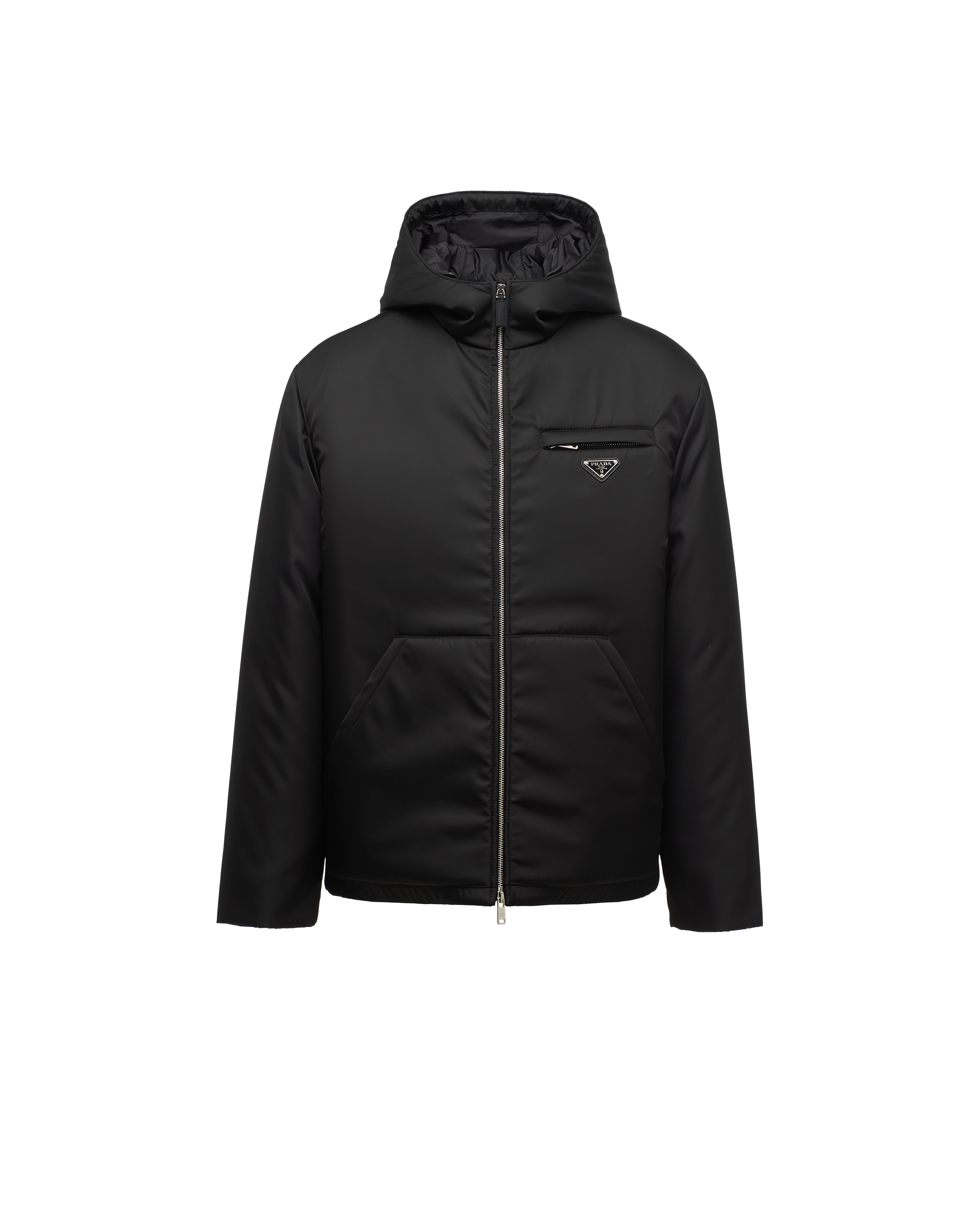 Black Re-Nylon padded gabardine bomber jacket | Prada