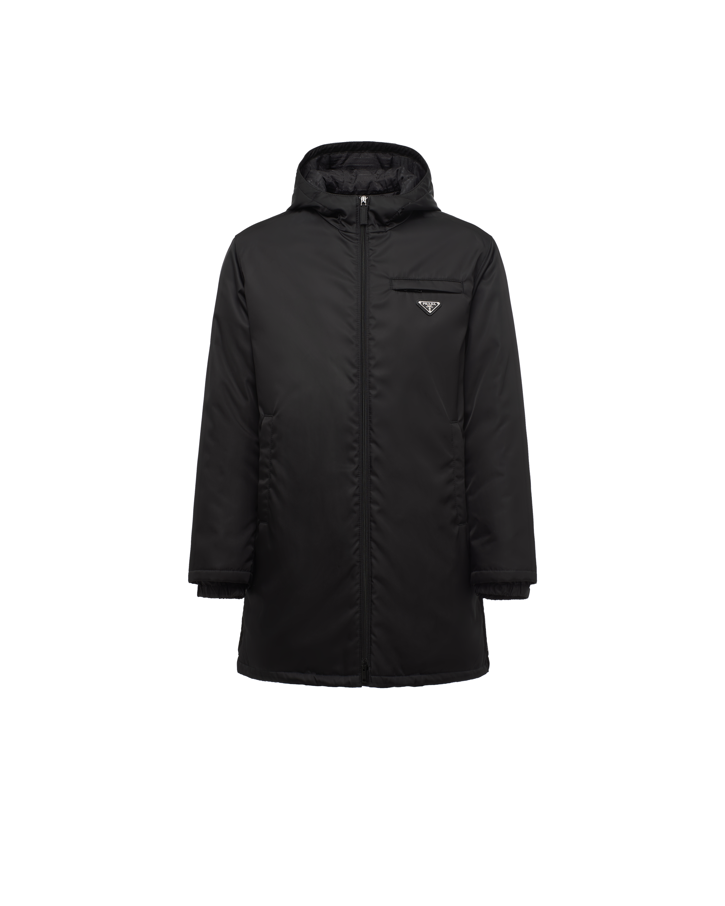 Black Re nylon Gabardine Puffer Coat PRADA