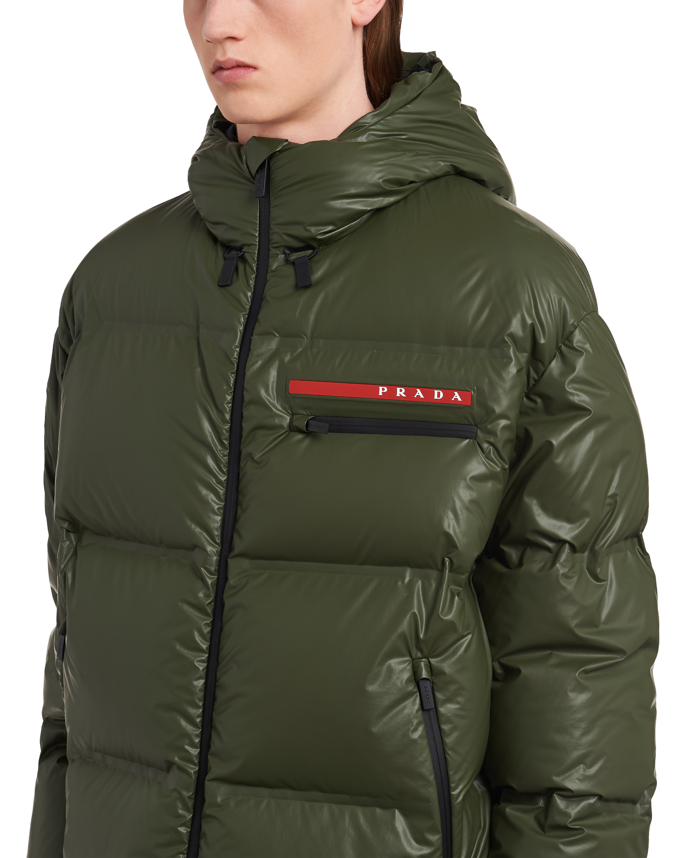 Prada green puffer new arrivals coat
