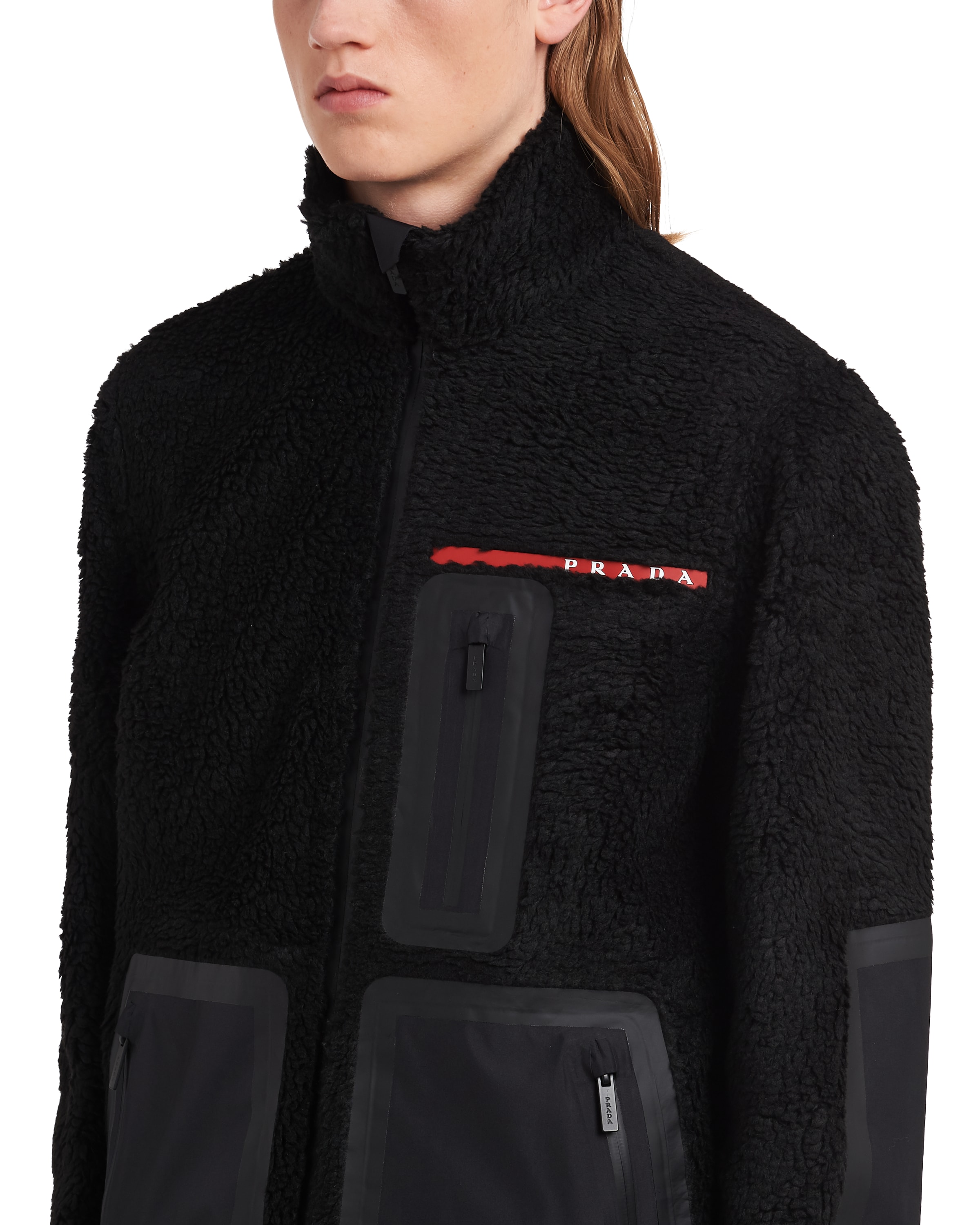 Prada Technische Jacke Aus Recycling-fleece In Black