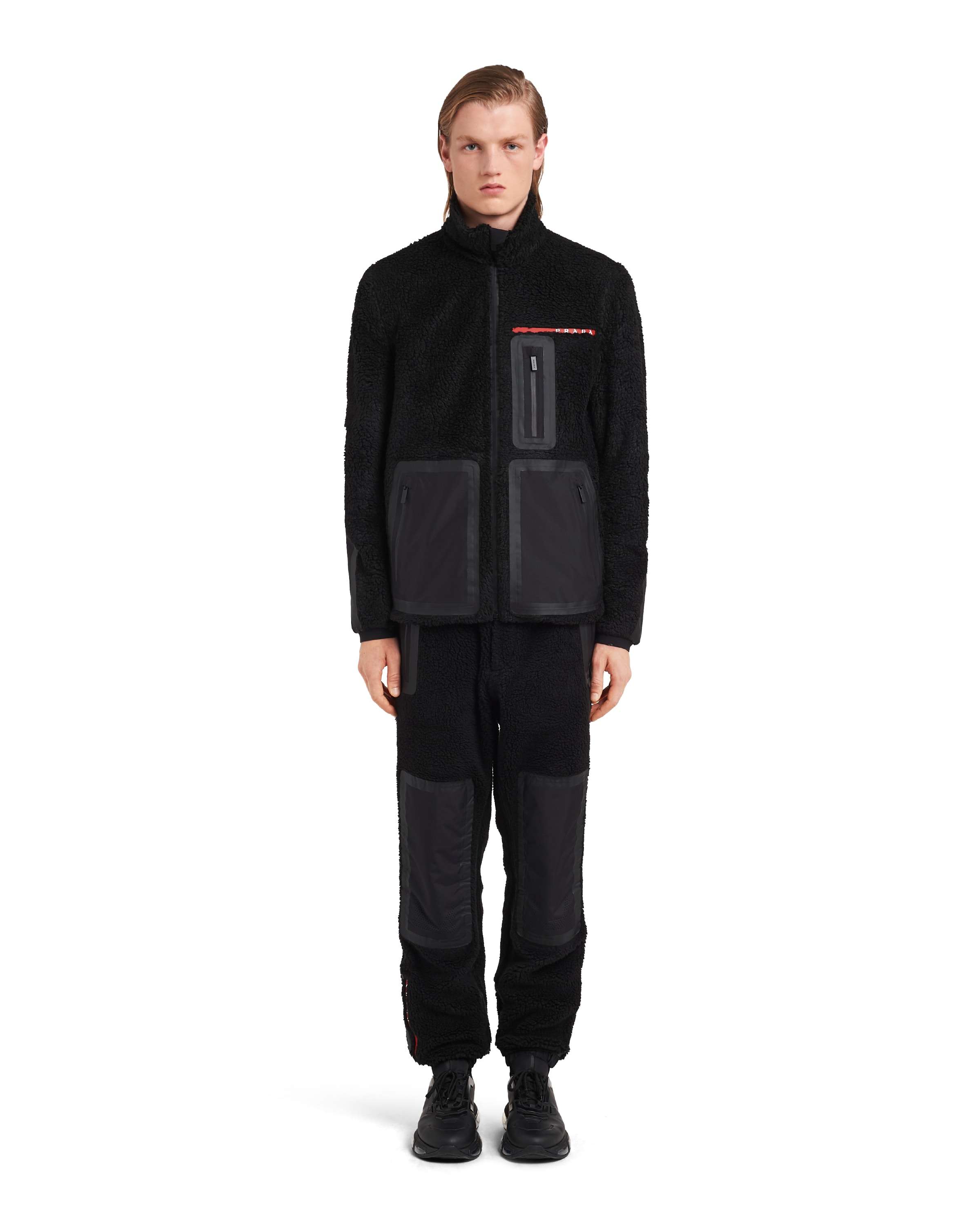 Prada Technische Jacke Aus Recycling-fleece In Black