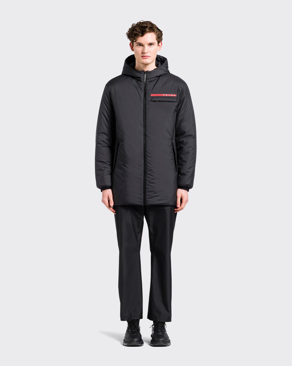 Prada Light Polyester Padded Jacket, Men, Black, Size L