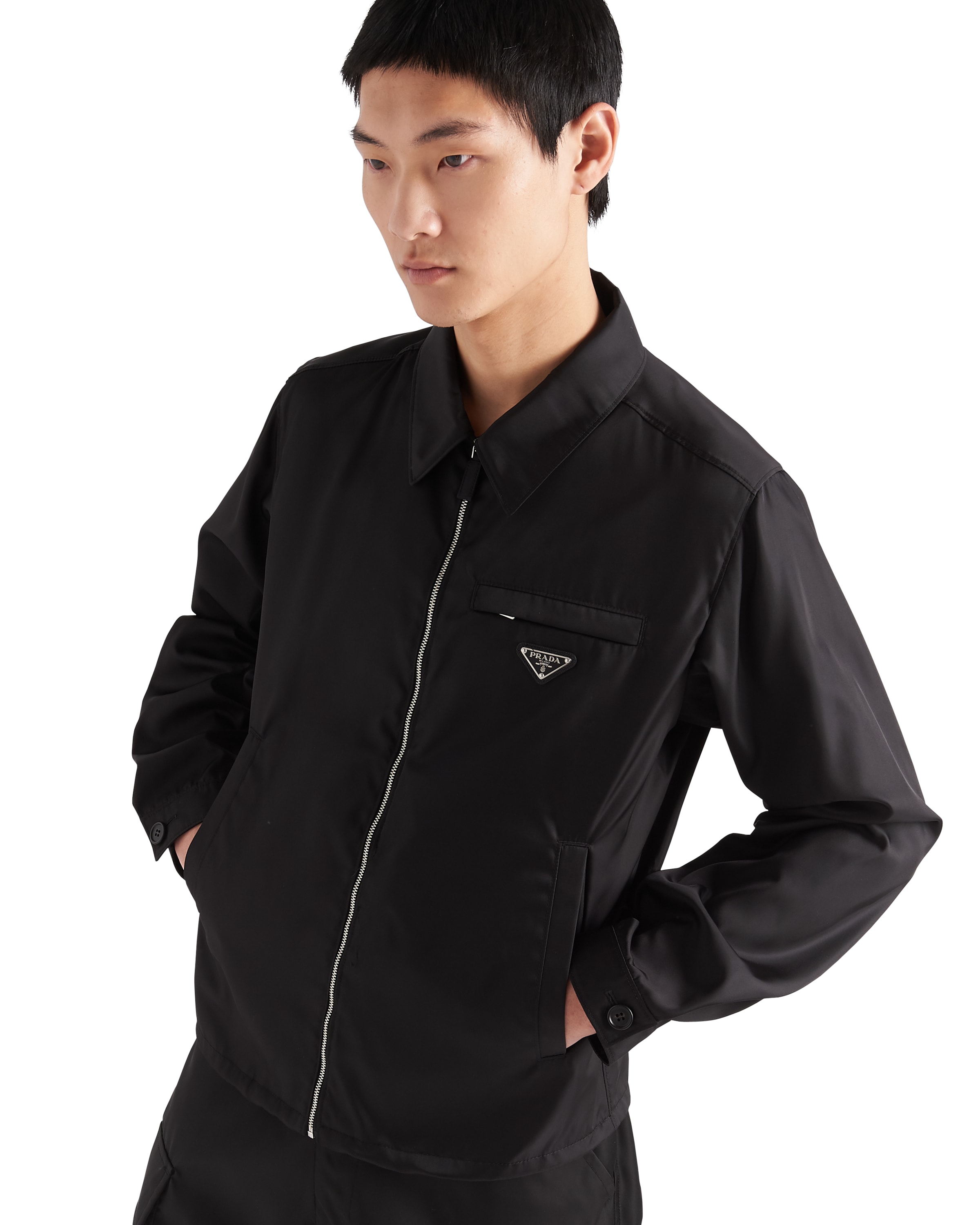 Prada Black Sweatshirt With Re-nylon Insert In Black