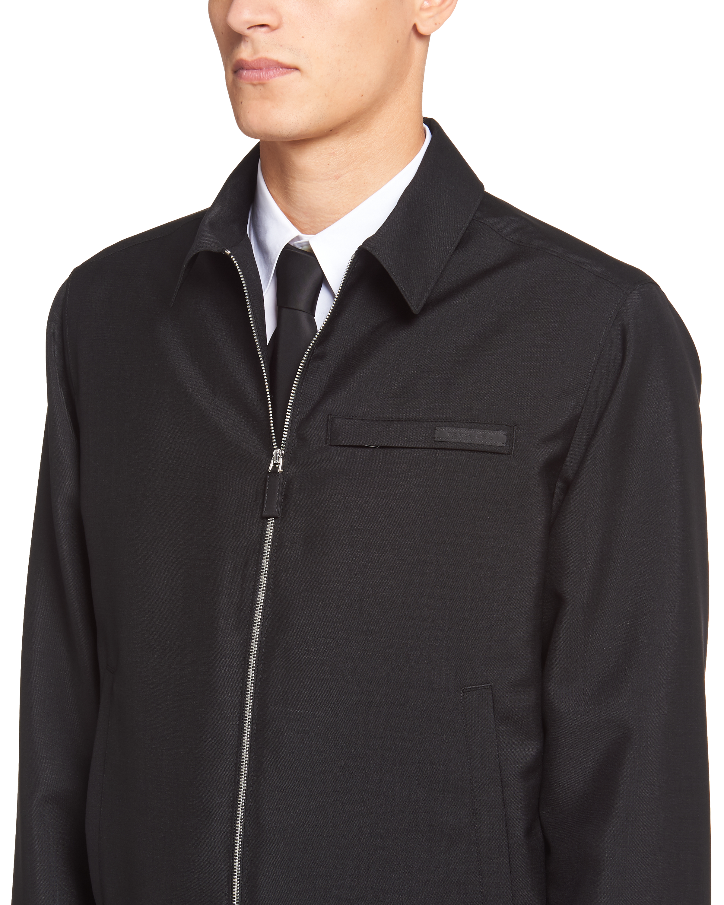 Black Mohair and wool blouson jacket 