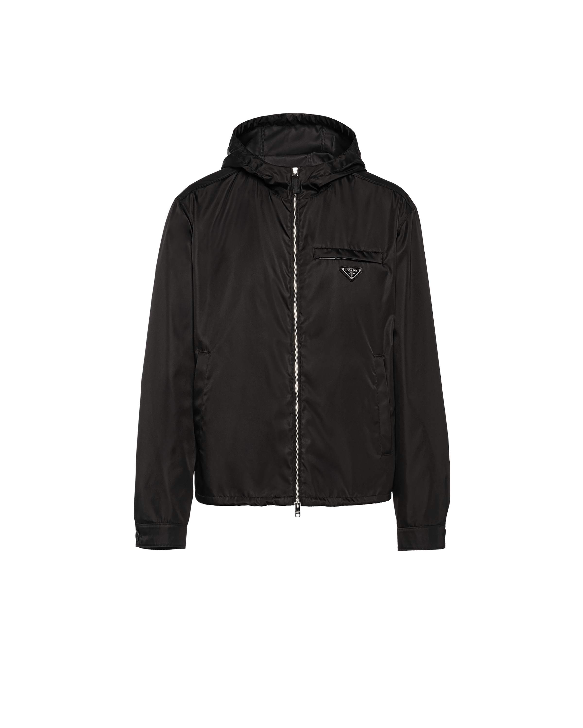 Shop Prada Re-nylon Hooded Blouson Jacket In Black