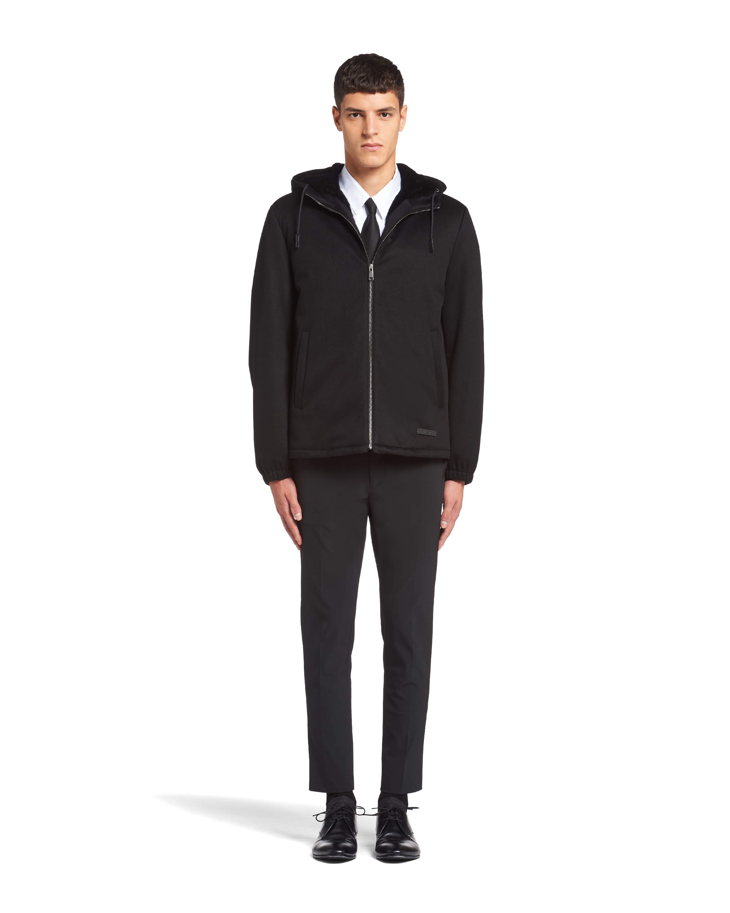 Shop Prada Cashmere Blouson Jacket In Black