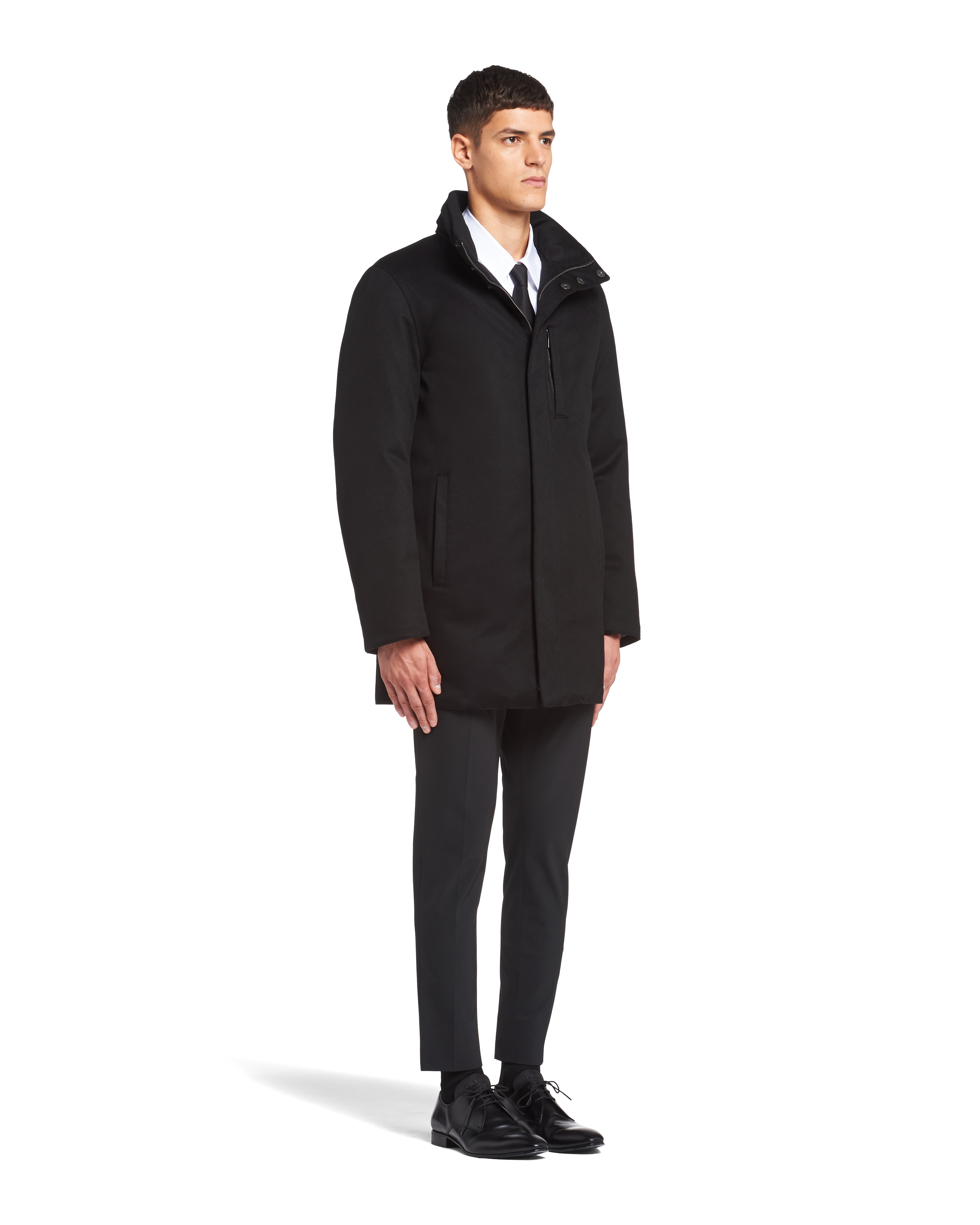 Black Long Cashmere Puffer Jacket PRADA