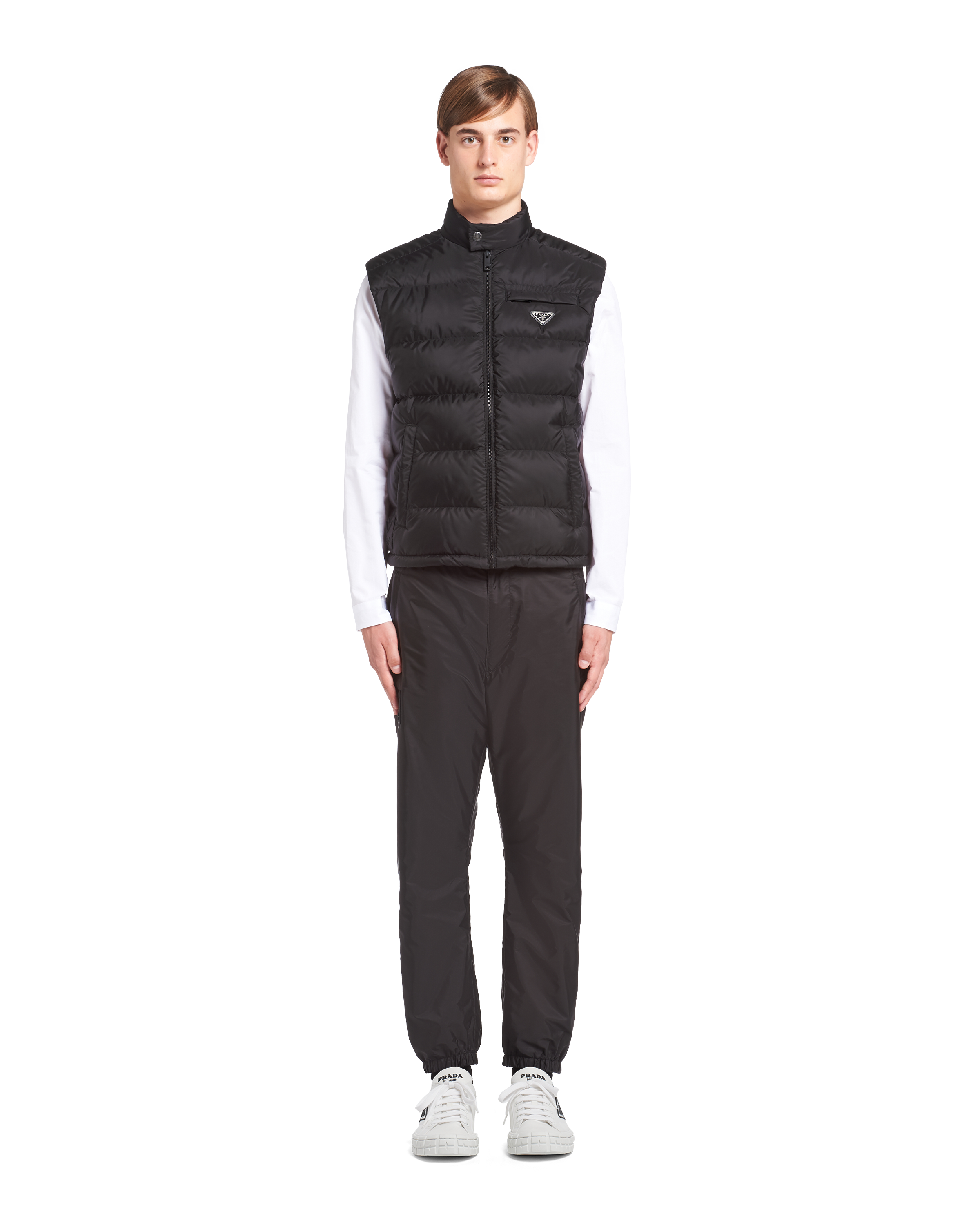 Black Re-Nylon sleeveless puffer jacket | Prada