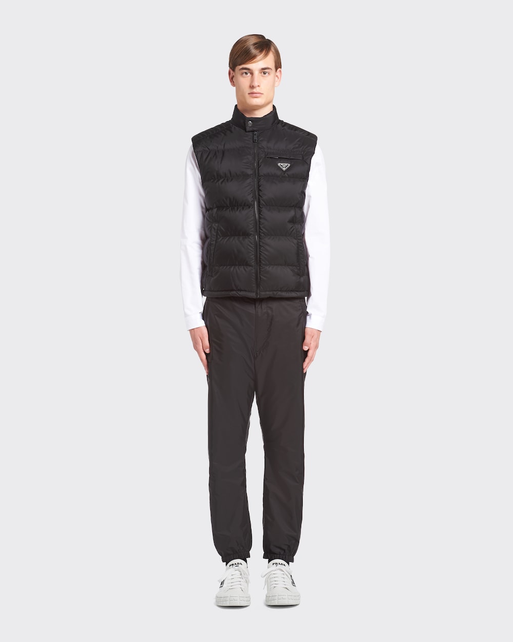 Black Re-Nylon sleeveless puffer jacket 