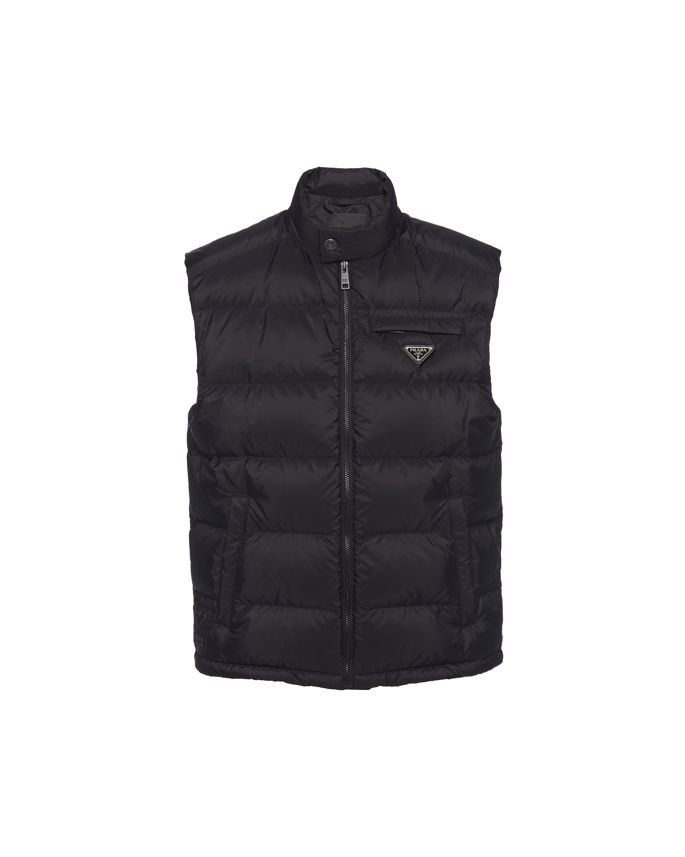 Black Re nylon Sleeveless Puffer Jacket PRADA