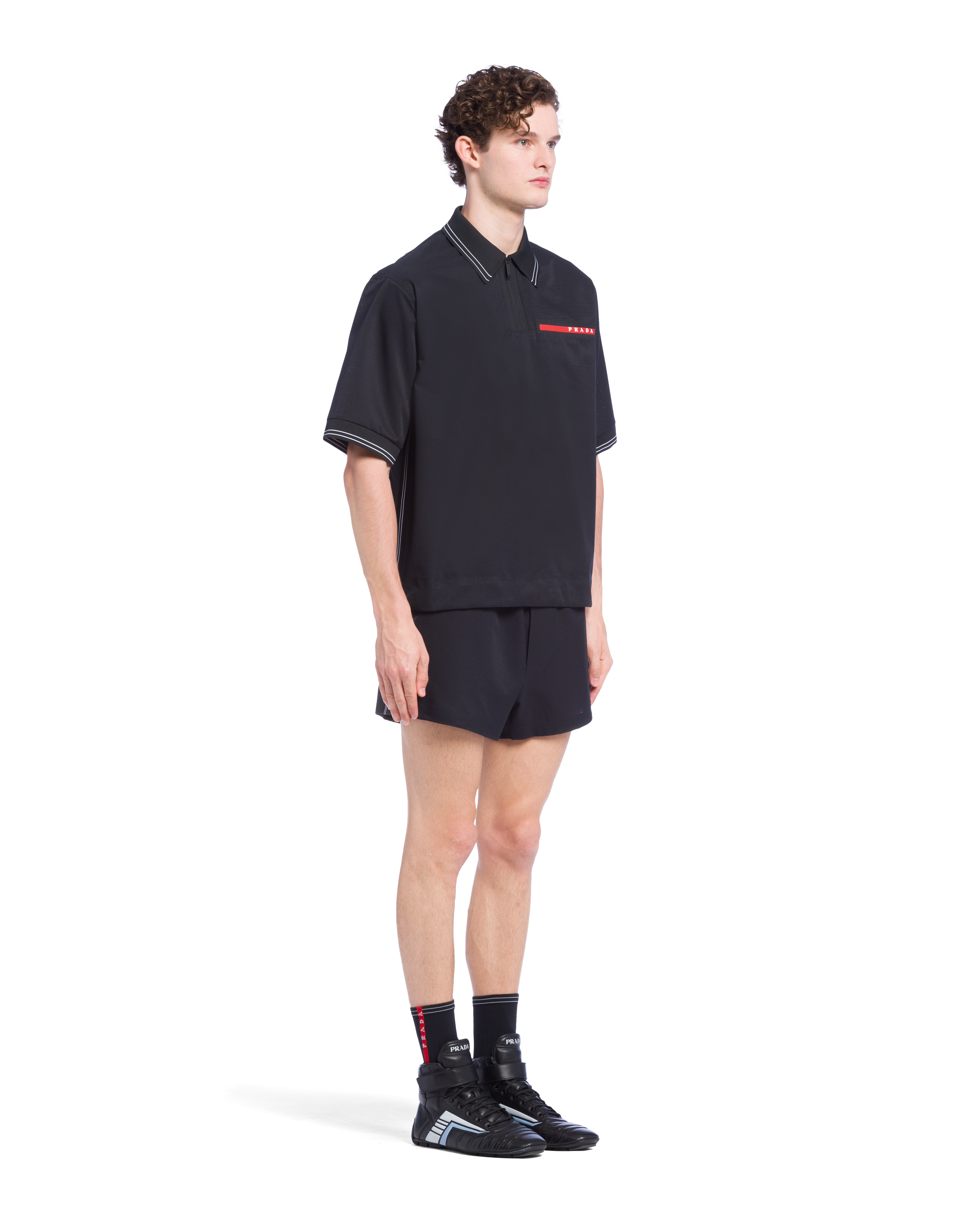 Black Light Bi-stretch Polo Shirt | PRADA