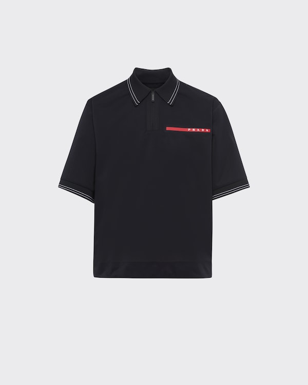 Tシャツ・カットソー PRADA SS25 Black silk polo shirt (UMB925SOOO16AI F0002) Prada Short Sleeve Polo Shirt w/ Tags - Size L