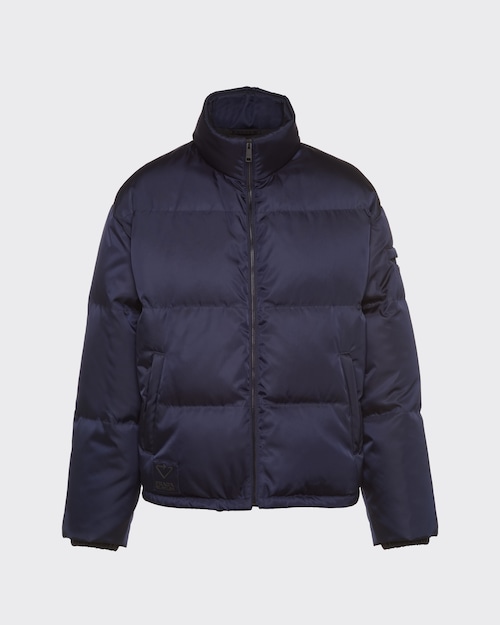 Blue Re-Nylon cropped puffer jacket | Prada