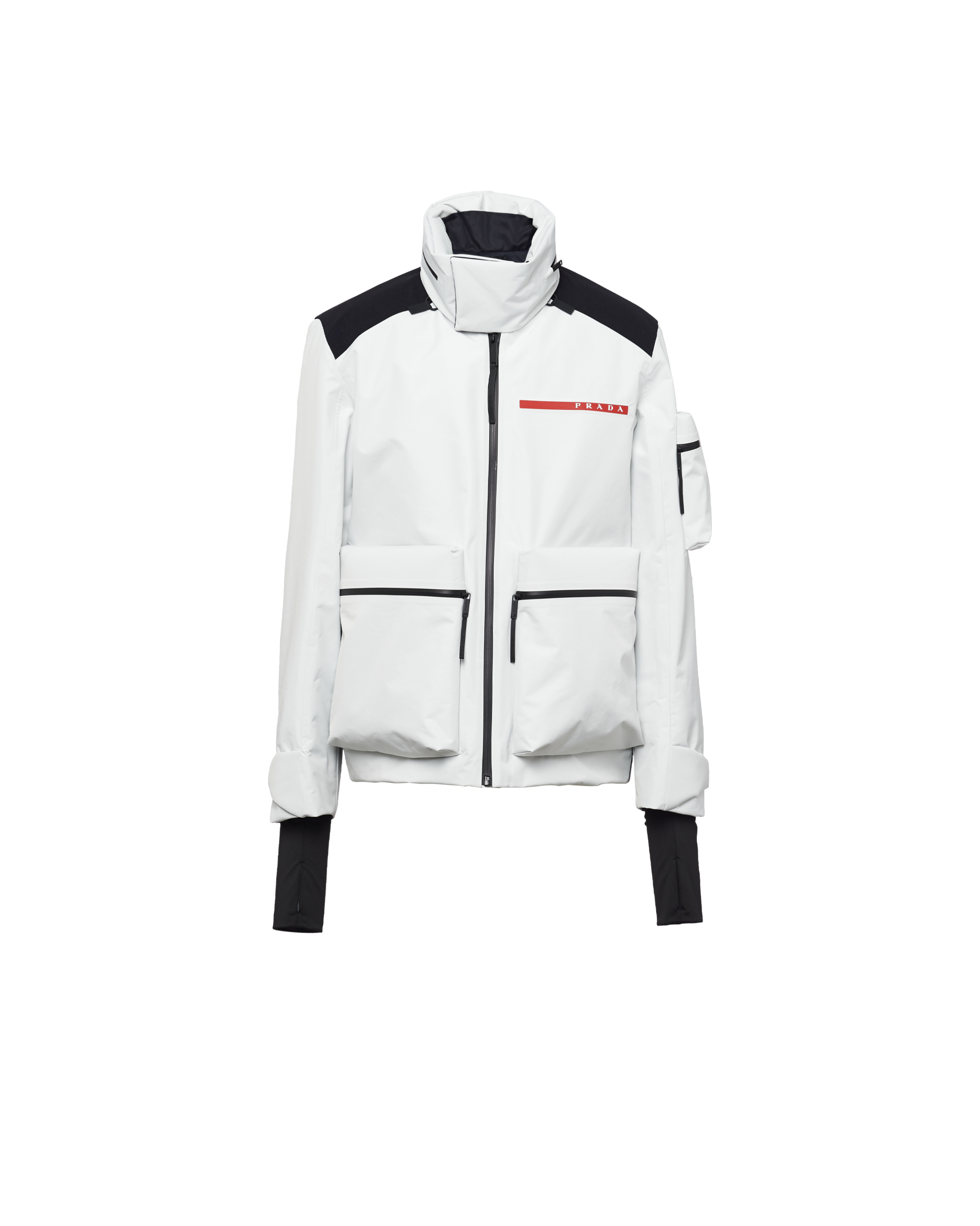 Chalk White Technical Fabric Ski Windbreaker PRADA