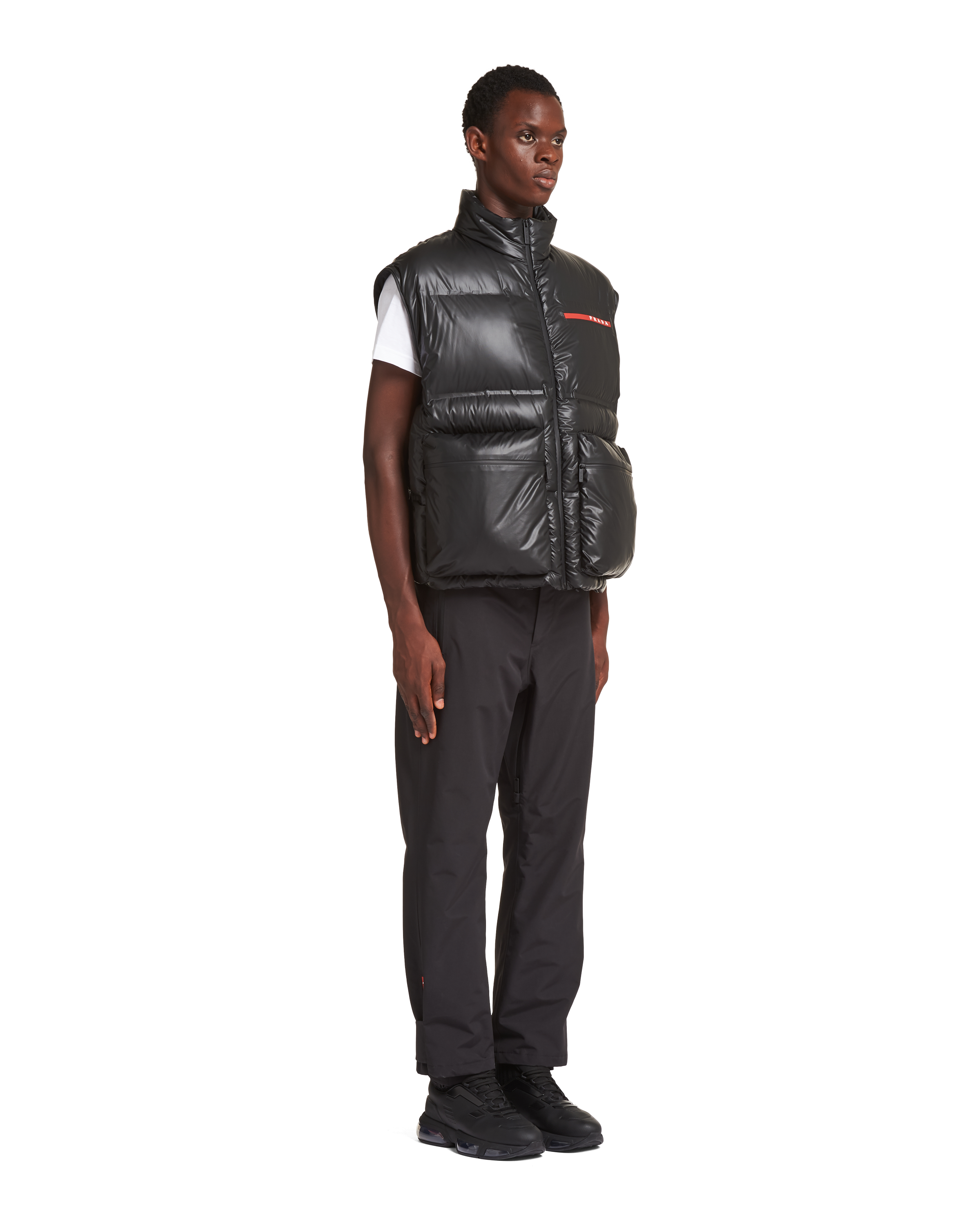 Black Light Nylon Convertible Down Jacket Prada