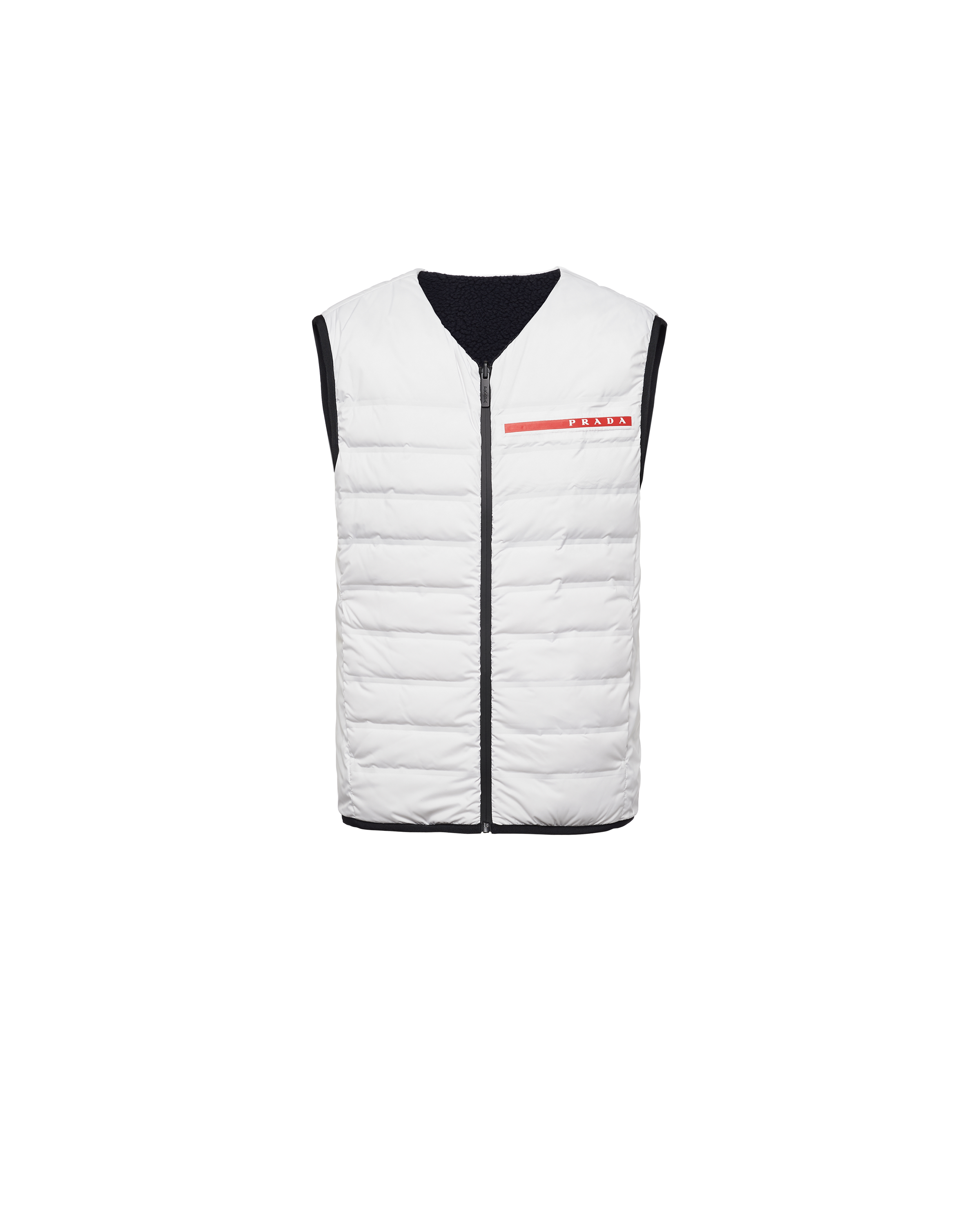 PRADA REVERSIBLE RECYCLED FLEECE AND LIGHT NYLON DOWN waistcoat