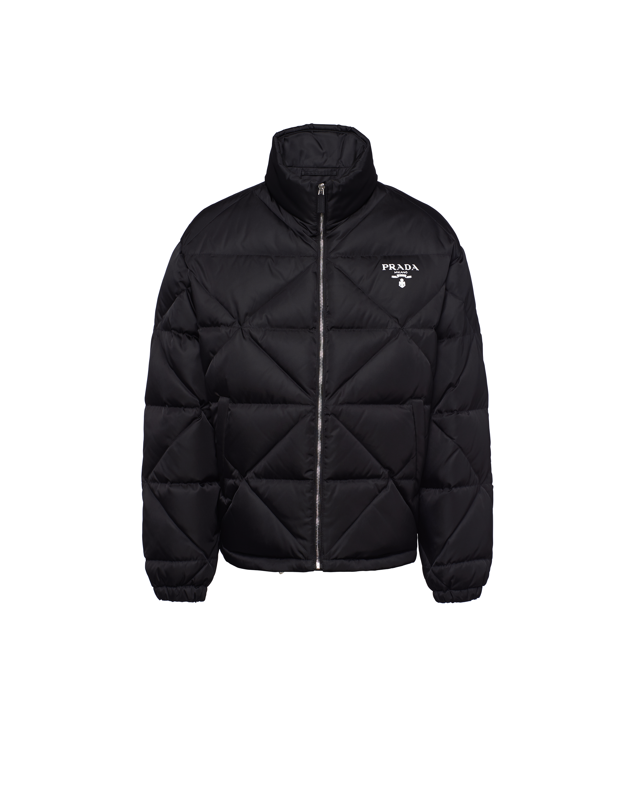 Shop Prada Daunenjacke Aus Re-nylon In Black