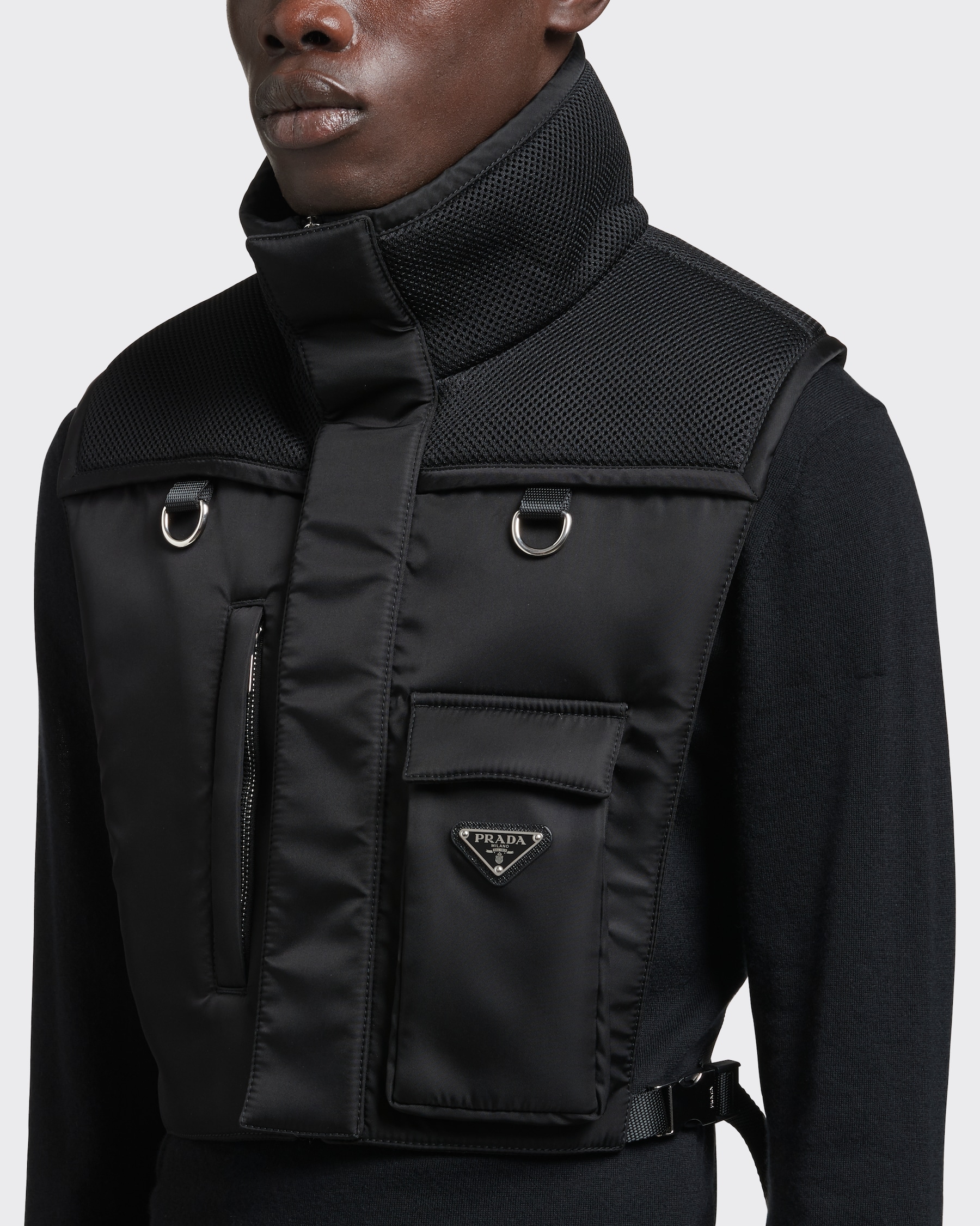 Prada 25 Vest Black And Grey Polyester 291392