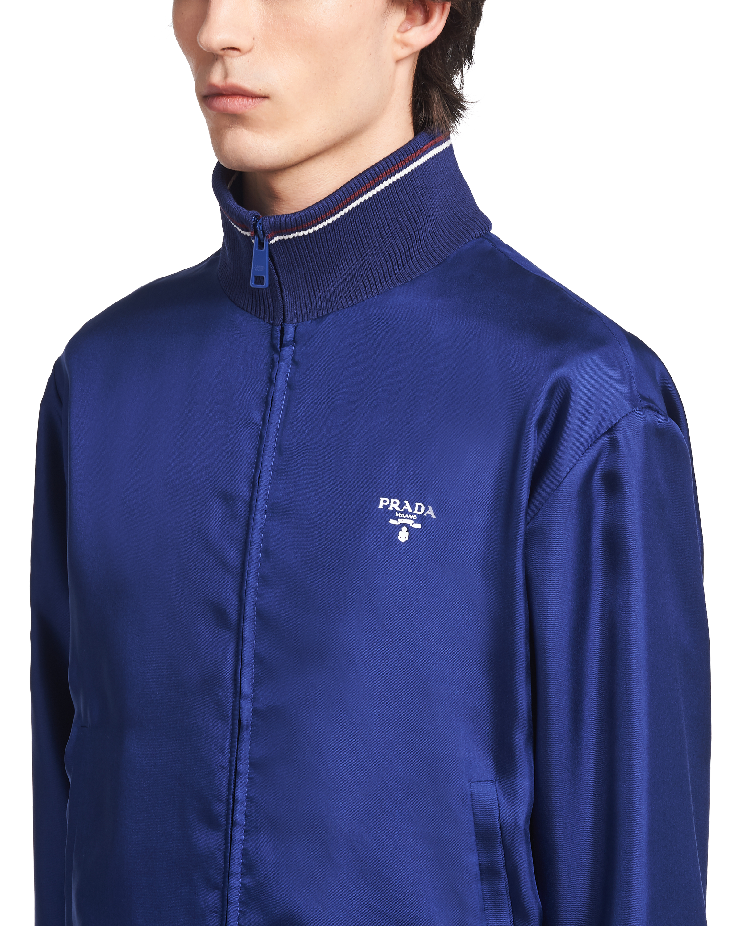 Baltic Blue Silk bomber jacket | Prada