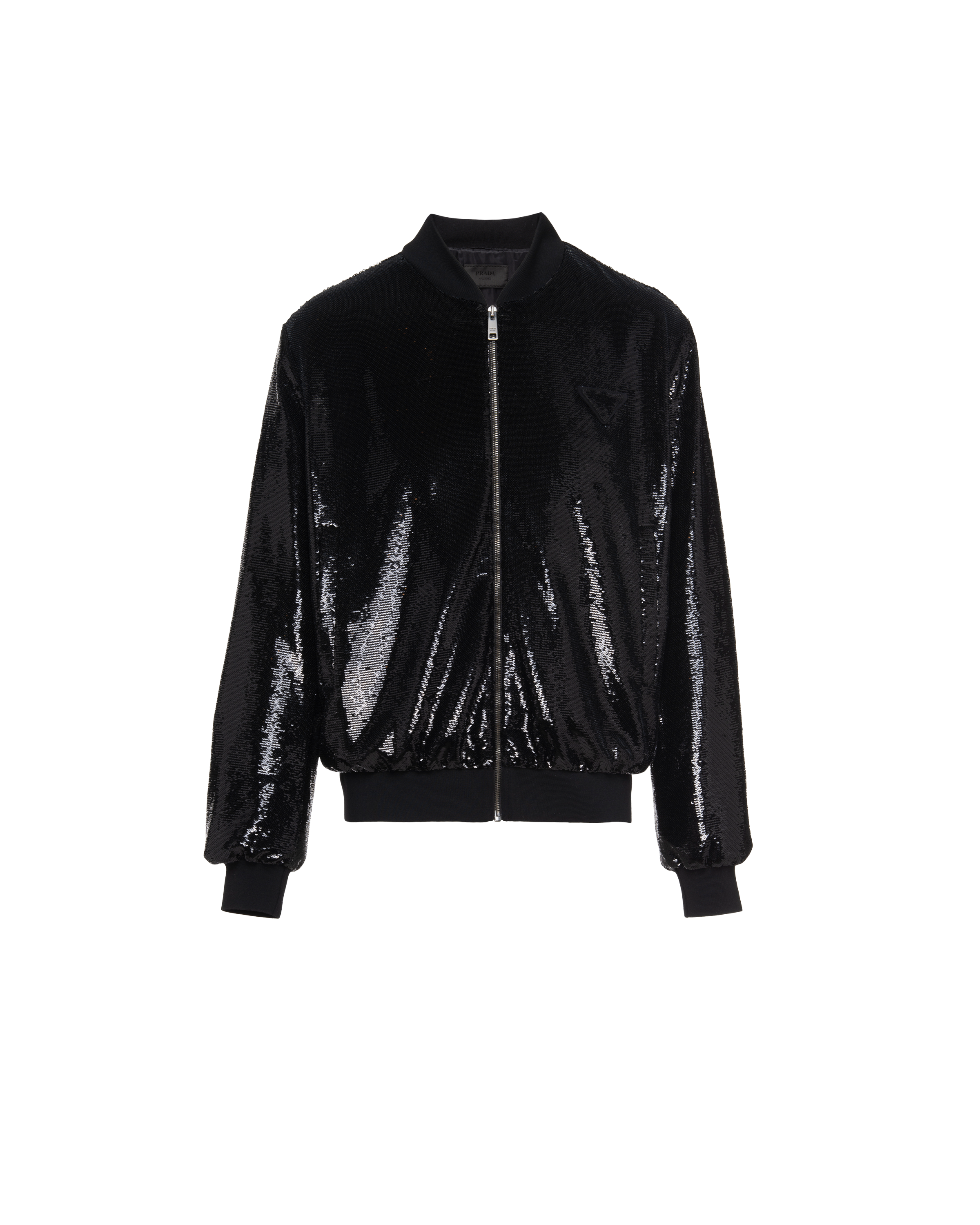 sequin bomber jacket black