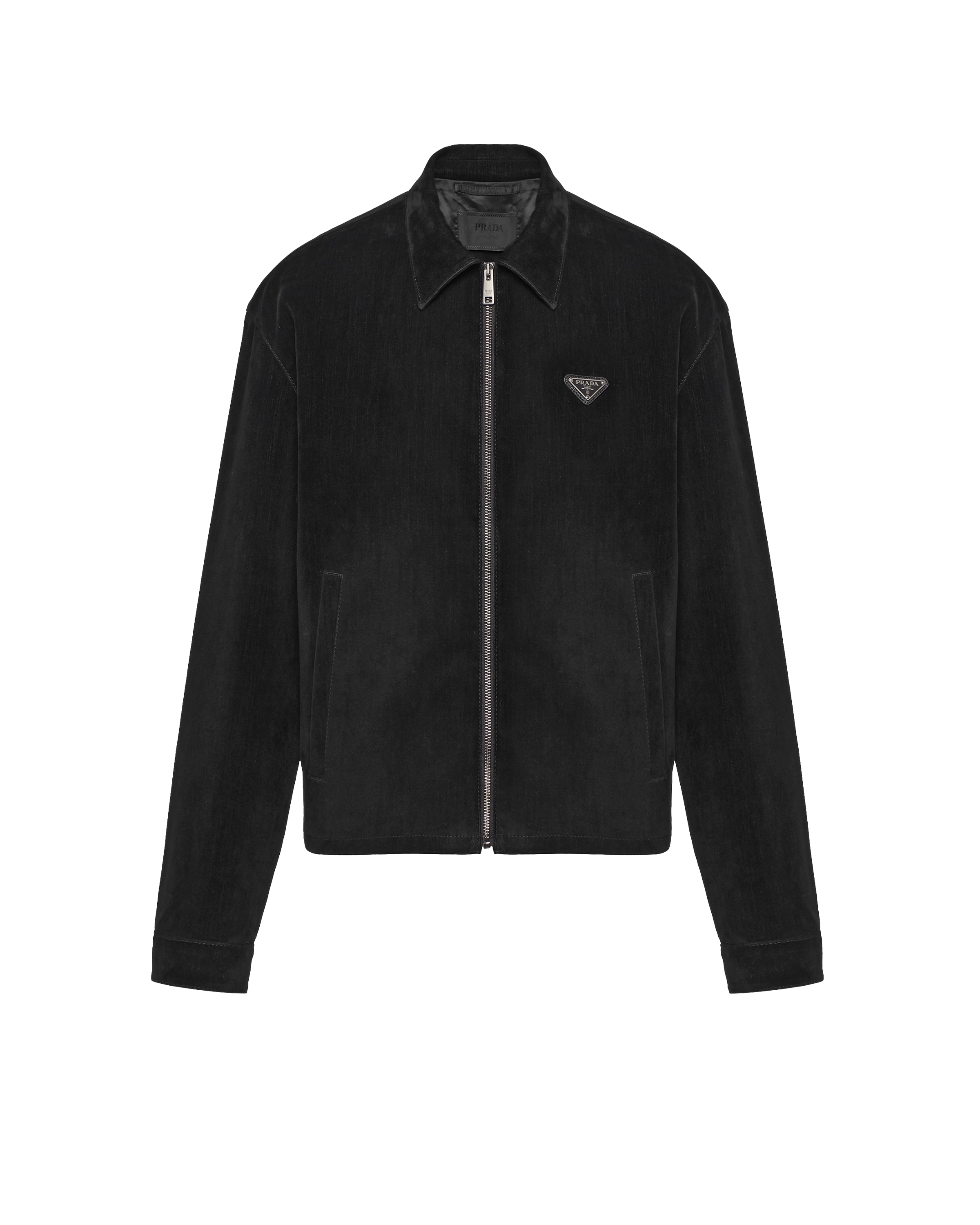 Prada Blouson En Velours De Coton, Homme, Noir, Taille L