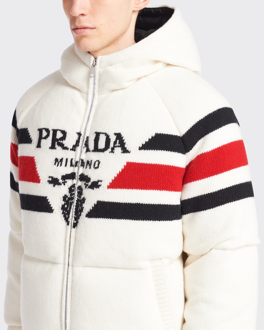 White Cropped cashmere down jacket | Prada
