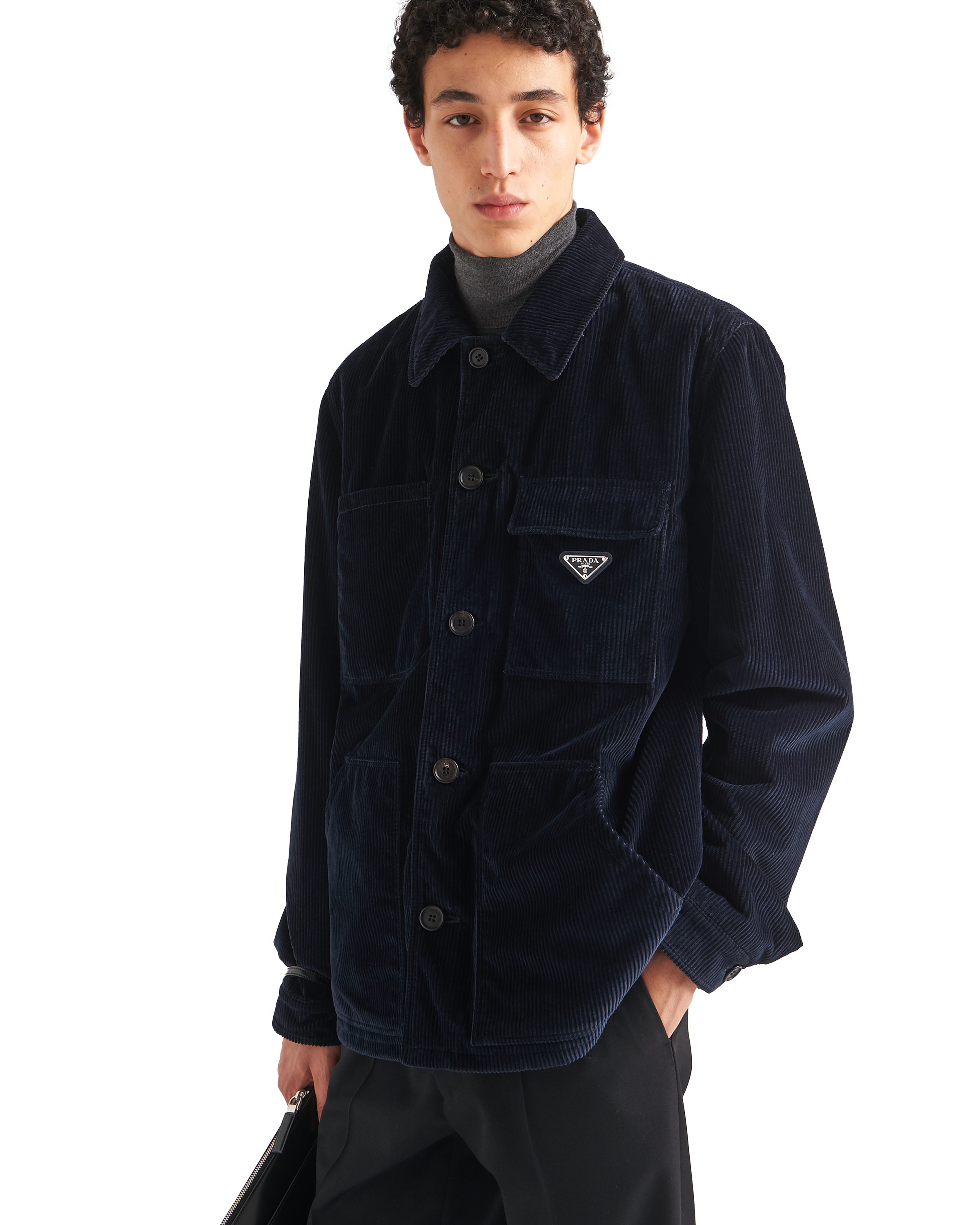 Blue Corduroy blouson jacket | Prada