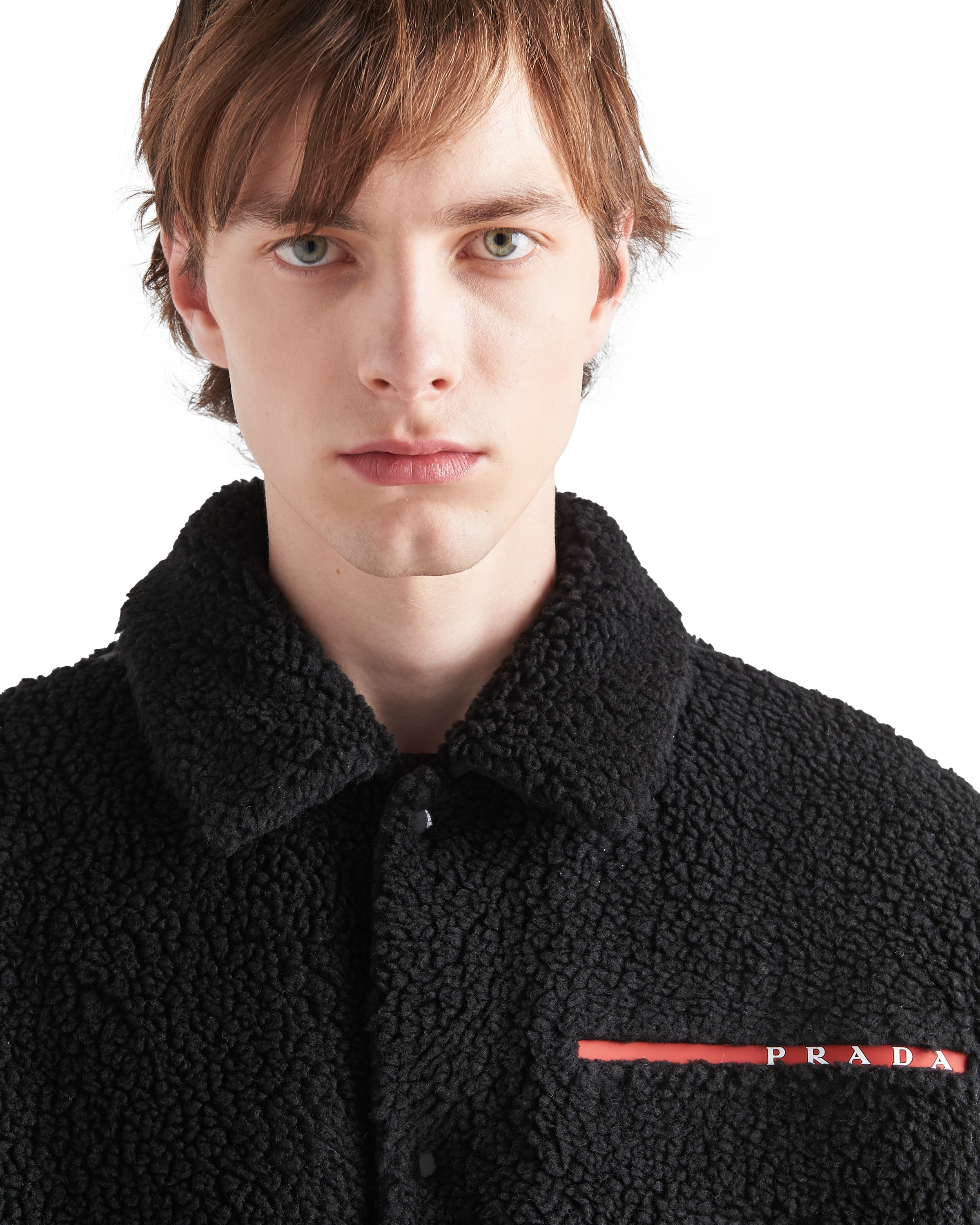Prada Fleece Blouson Jacket In Black