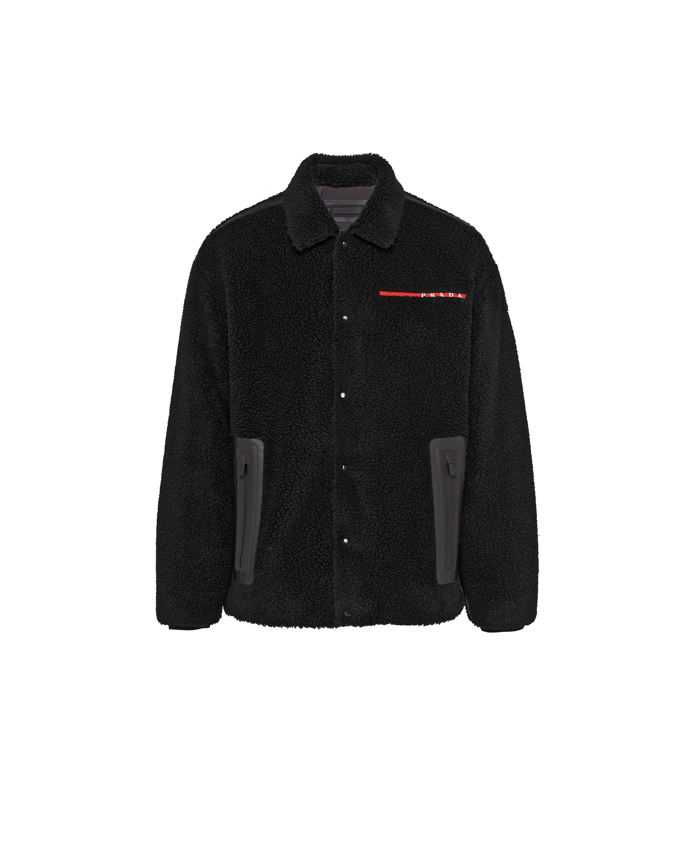 Prada Fleece Blouson Jacket In Black