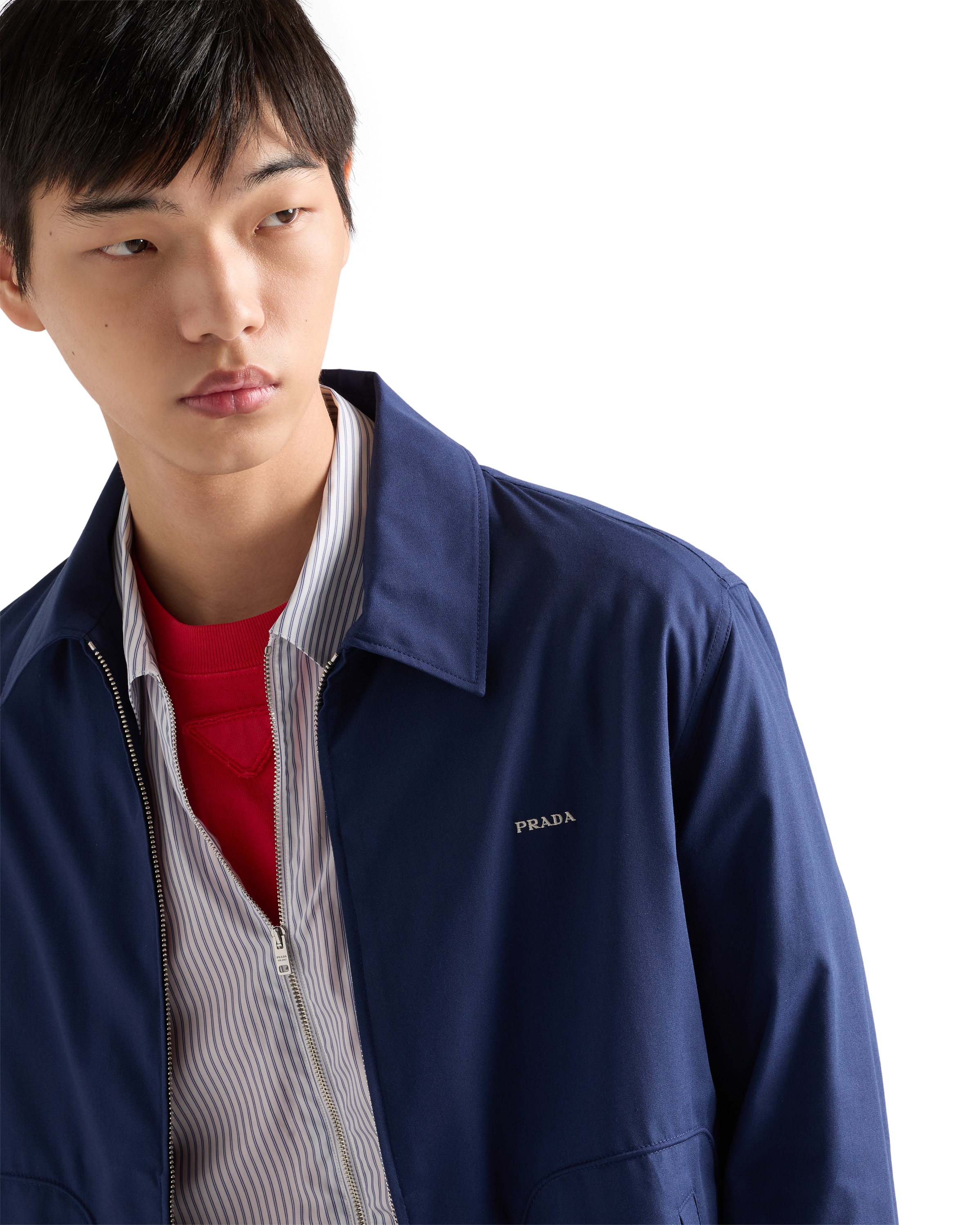 Prada Mens Blue Technical Cotton-blend Blouson Jacket In Blue