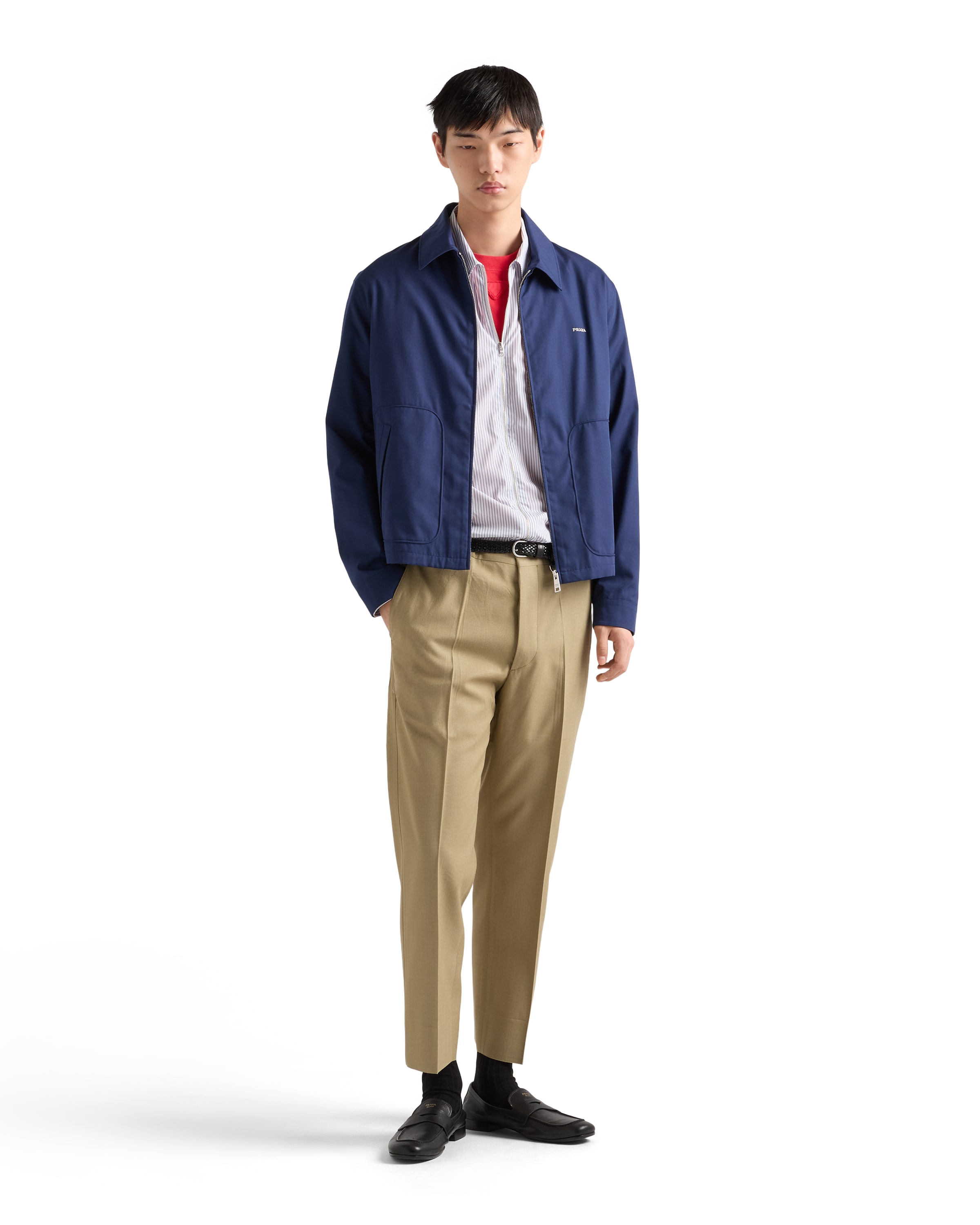 Prada Mens Blue Technical Cotton-blend Blouson Jacket In Blue
