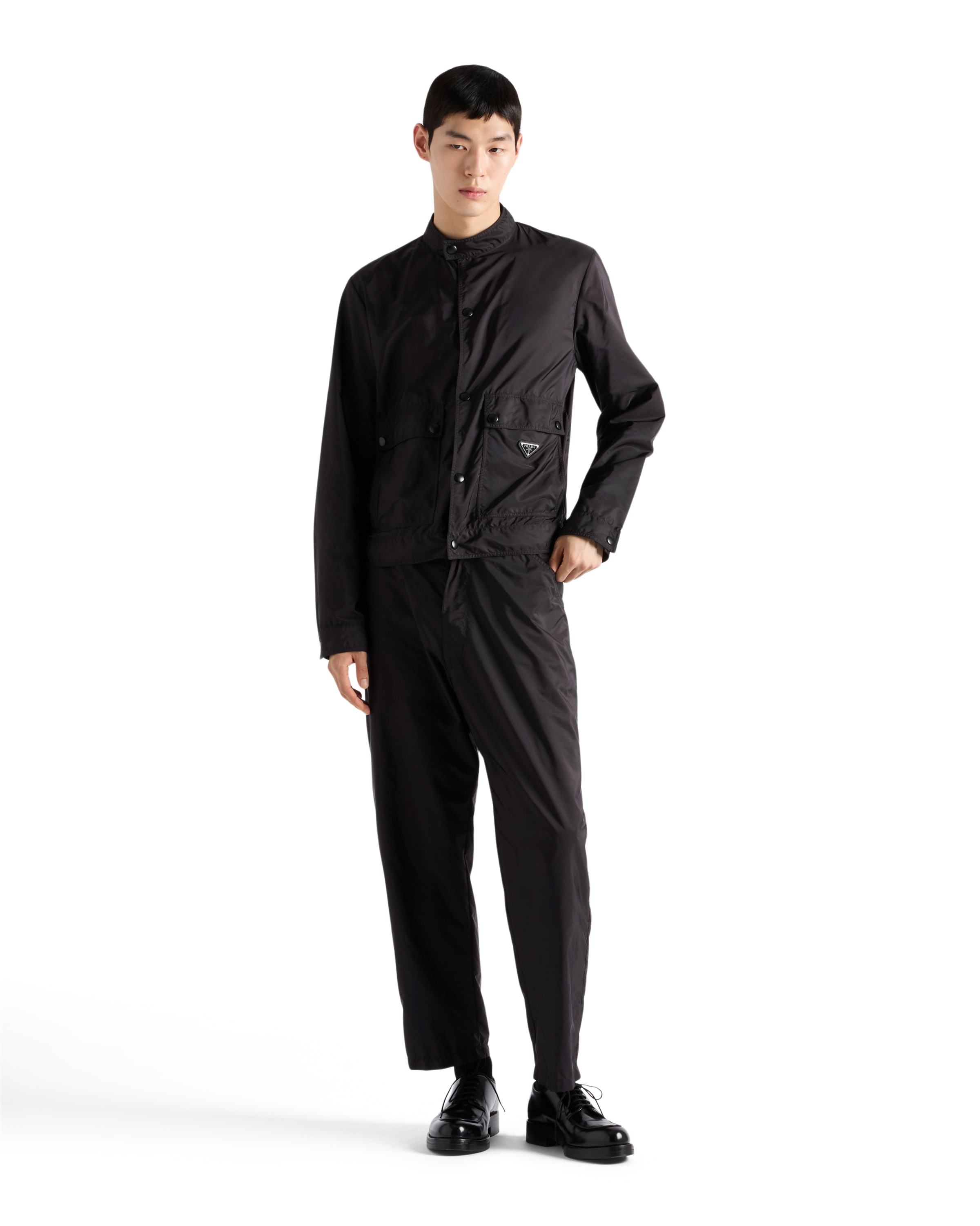 Prada Men's Re-nylon Snap-front Jacket In Black