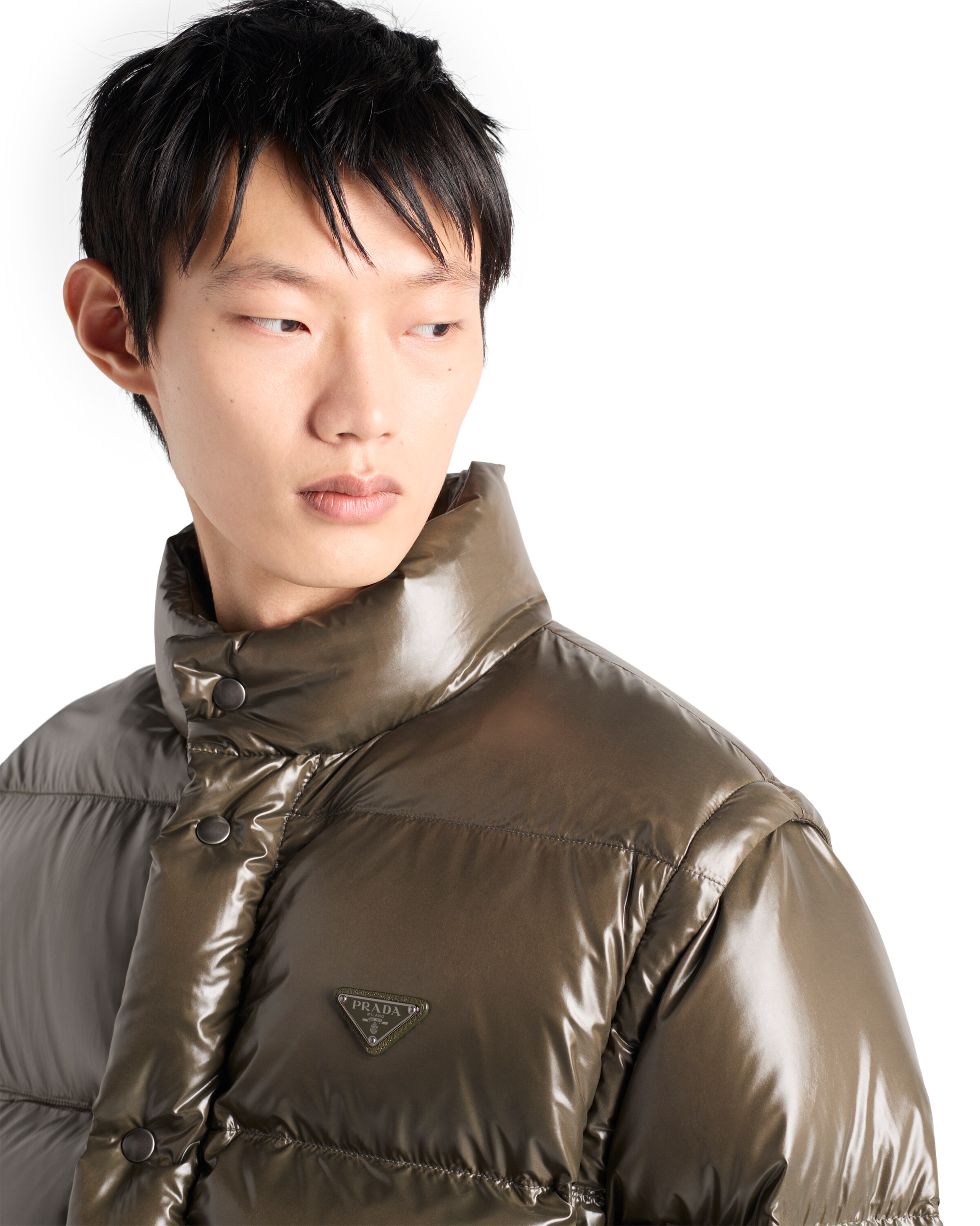 Prada Medium Down Jacket In Re-nylon In Green