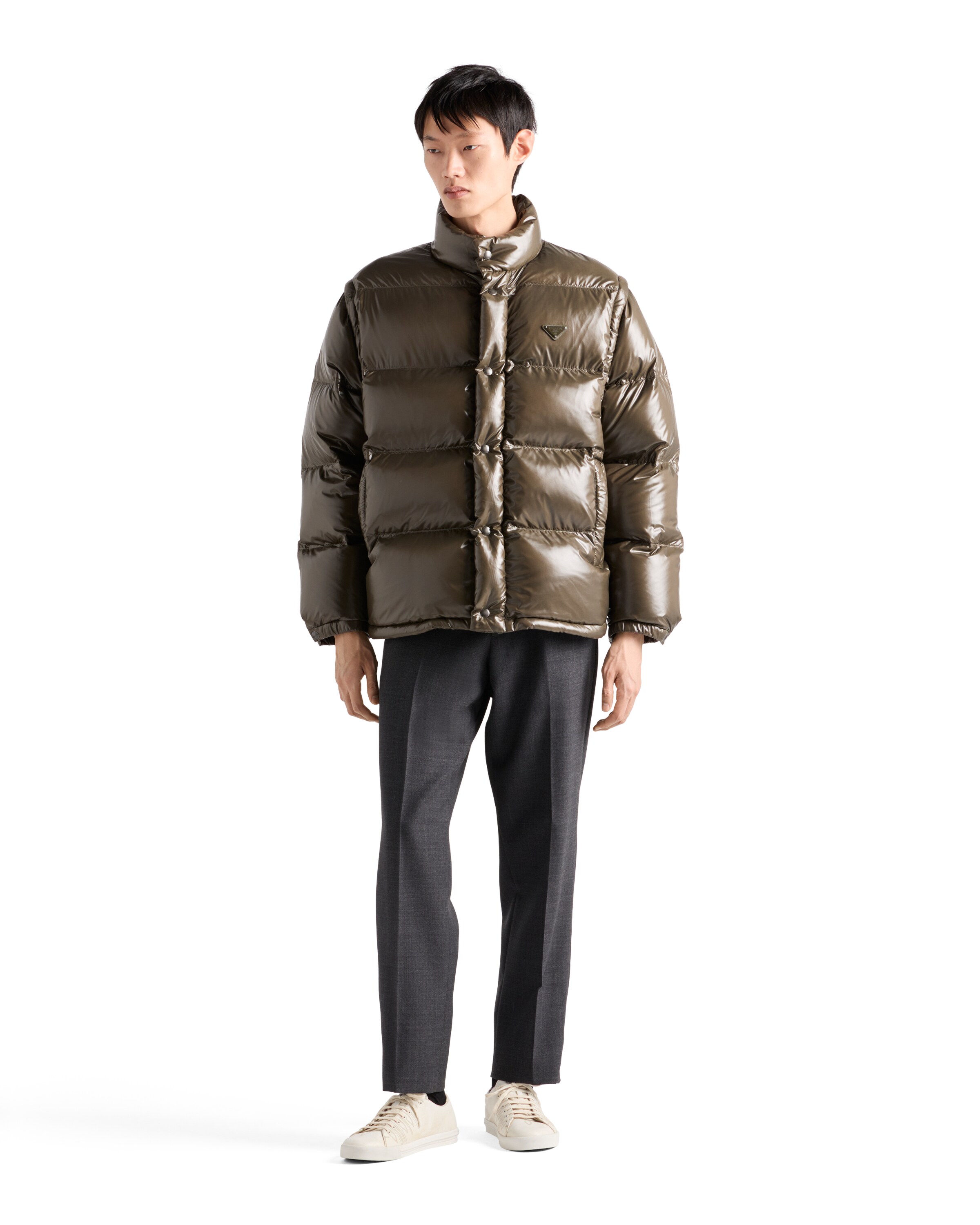 Prada Medium Down Jacket In Re-nylon In Green