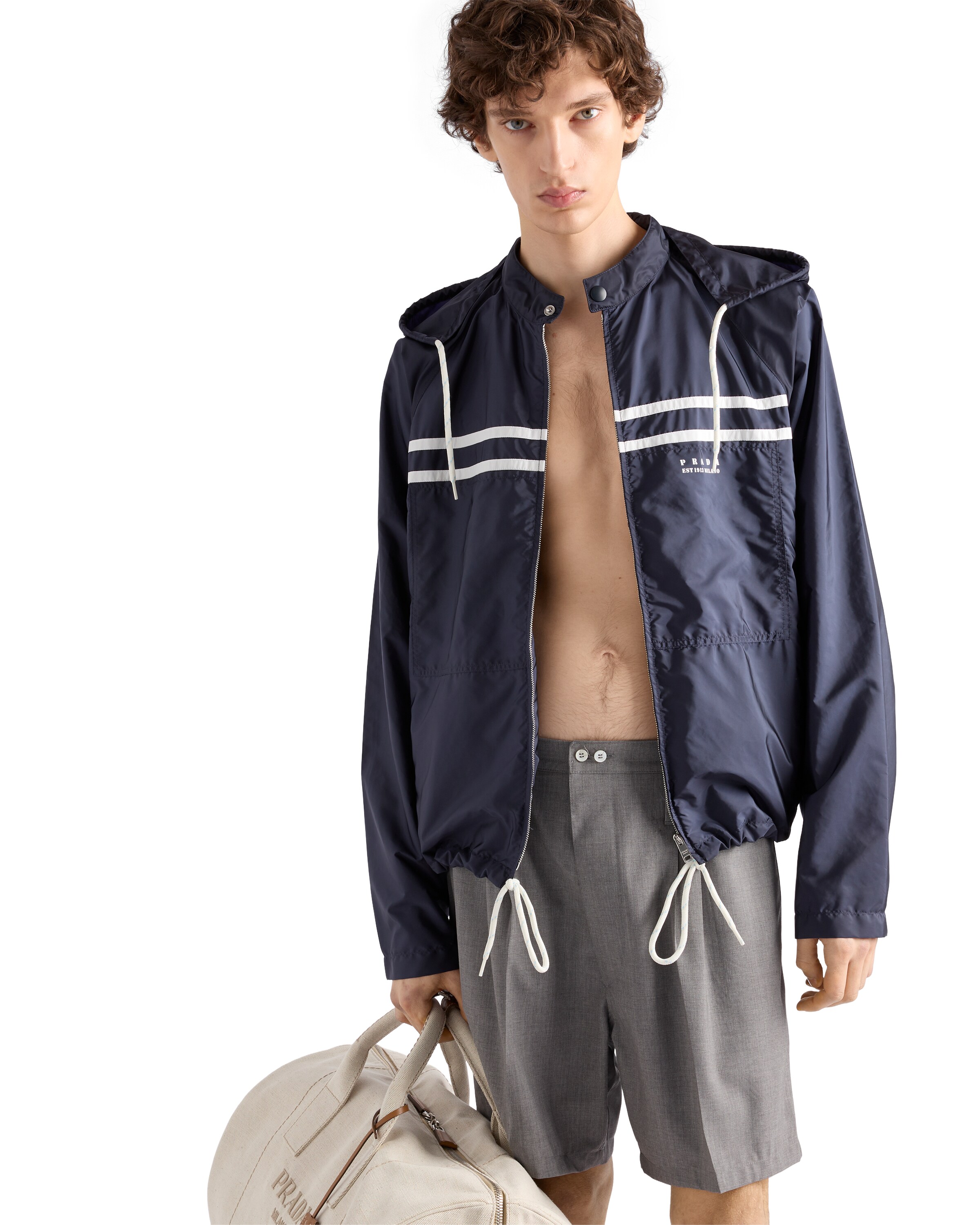 Prada Re-nylon Adaptable Oversized Jacket In Blue