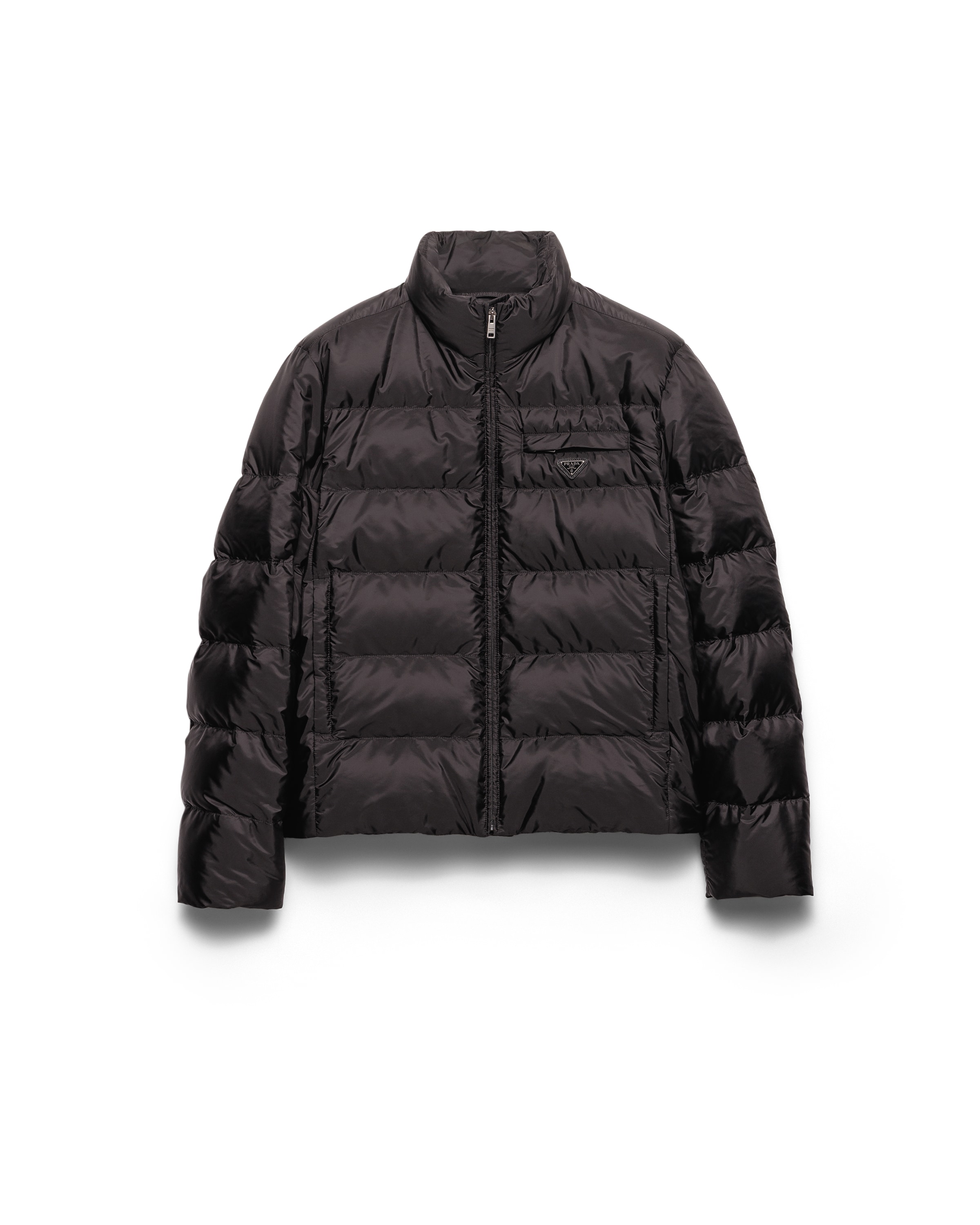 Prada Men's Medium-weight Re-nylon Down Jacket In Brown