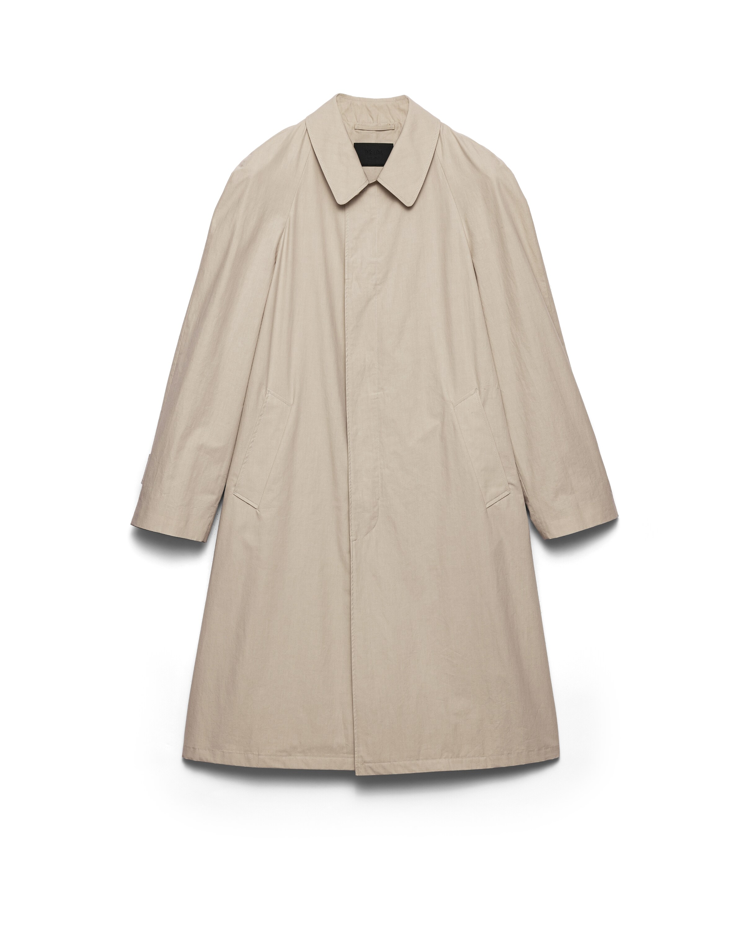 Prada Single-breasted Long Coat In Neutral