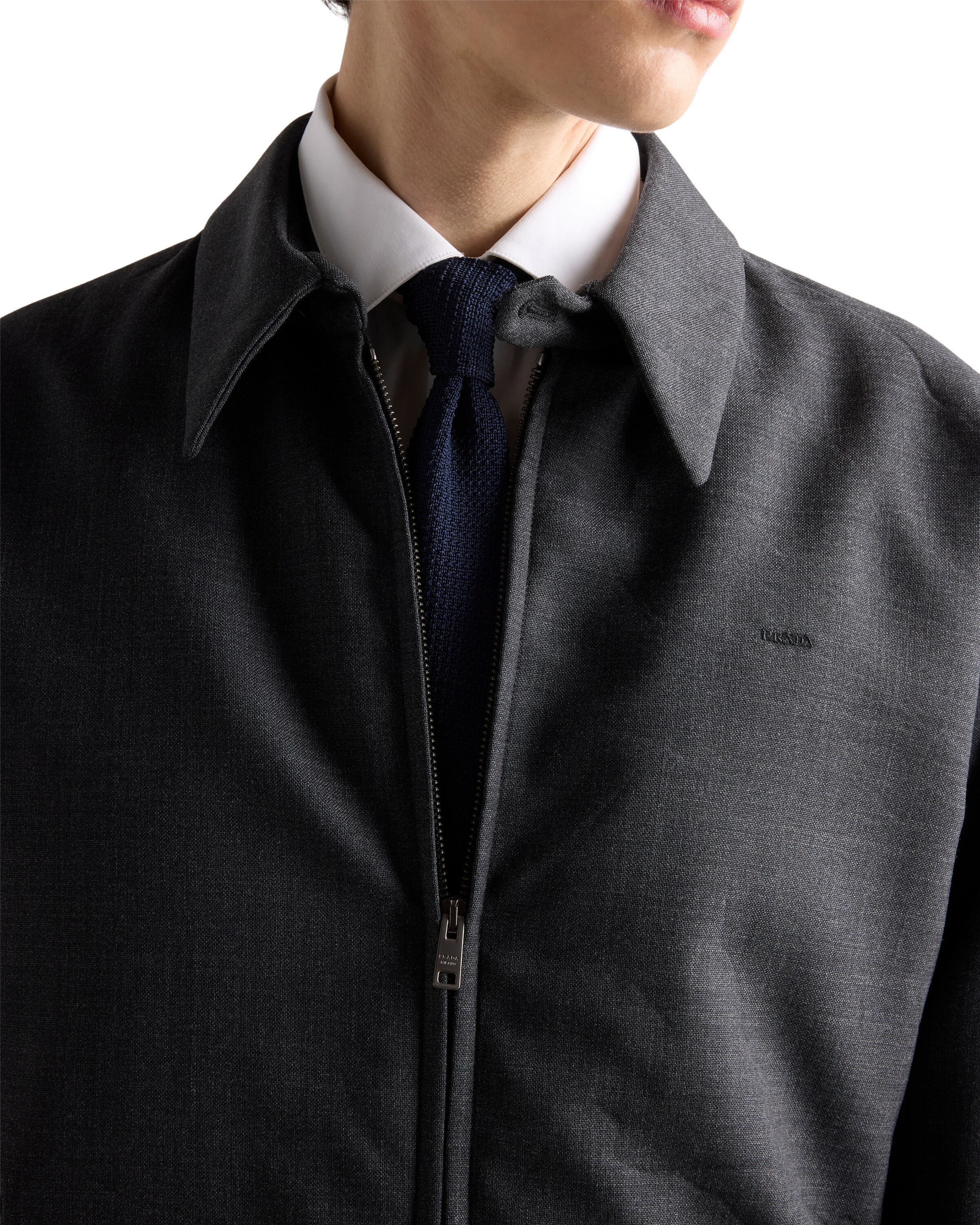 Prada Men's Wool Blouson Jacket In Black