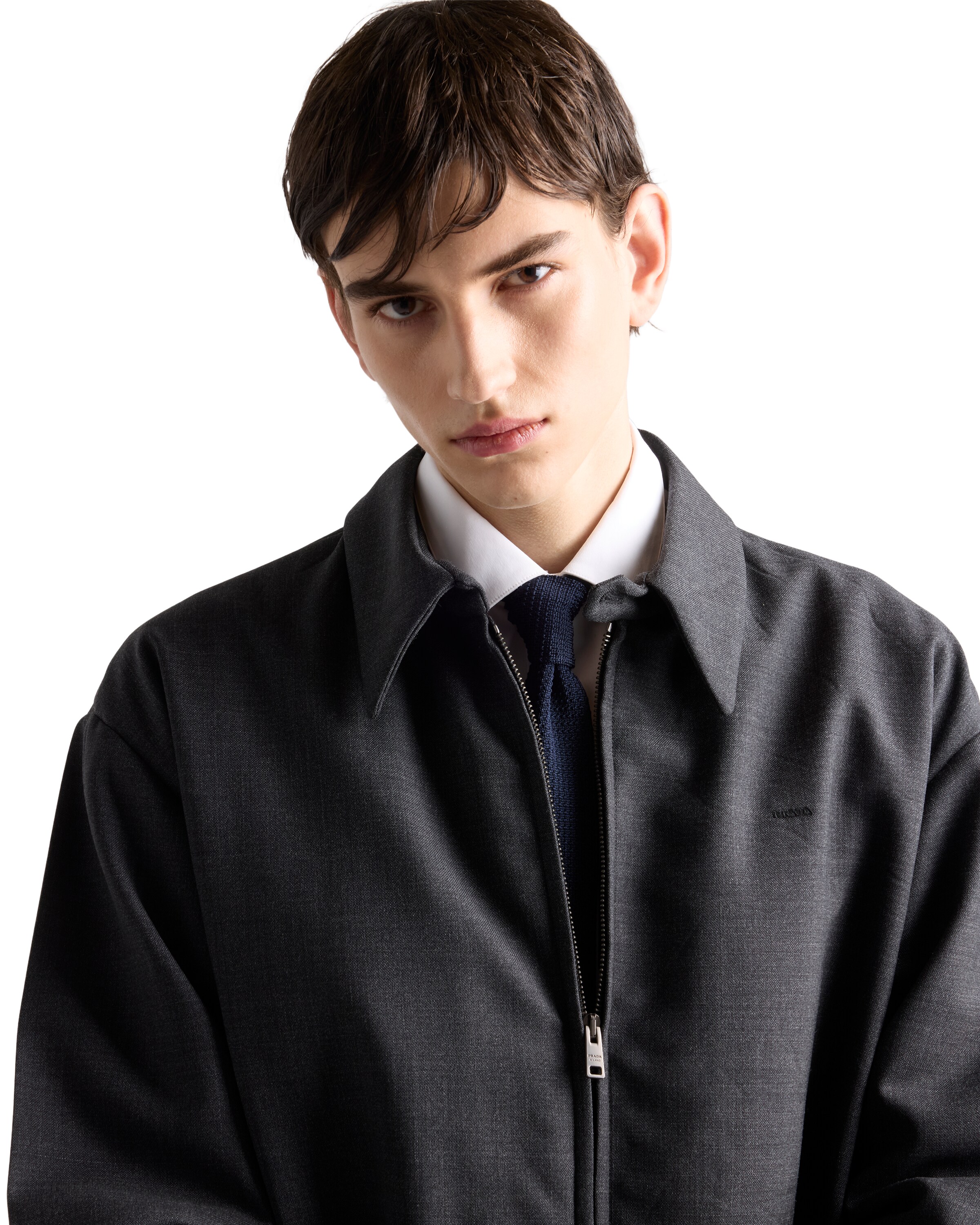 Prada Men's Wool Blouson Jacket In Black