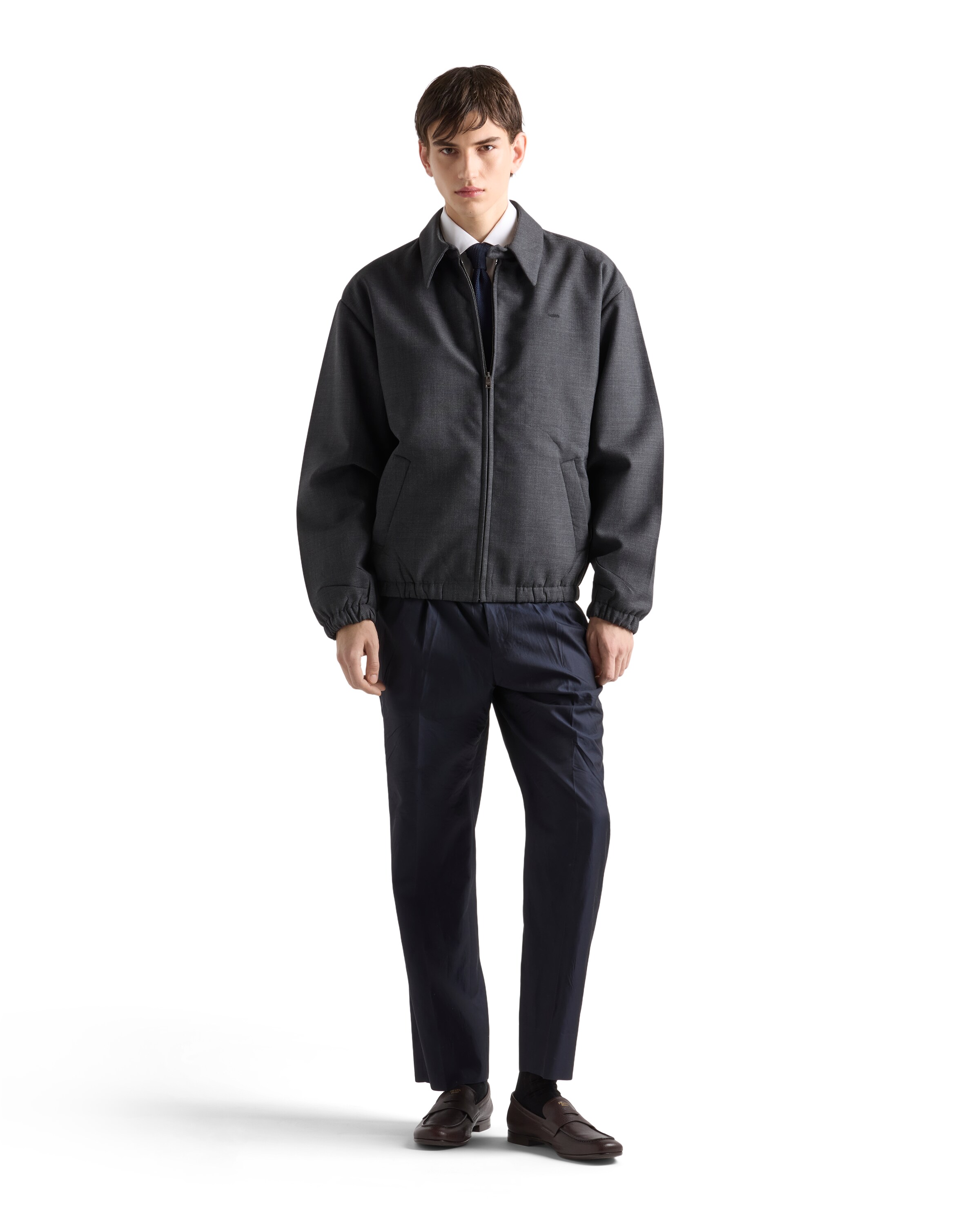 Prada Men's Wool Blouson Jacket In Black