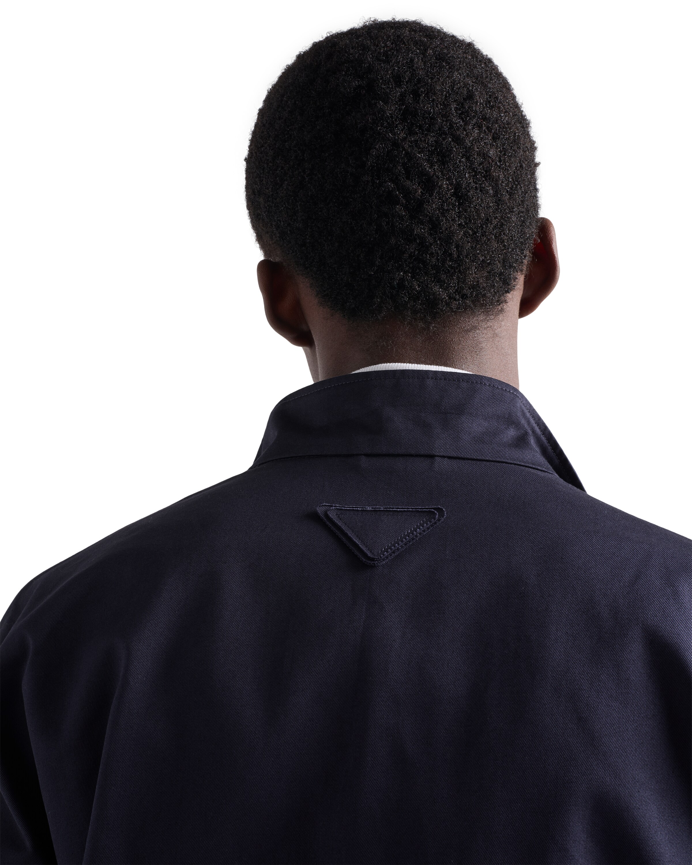 Prada Stand-up Collar Triangle-logo Jacket In Blue