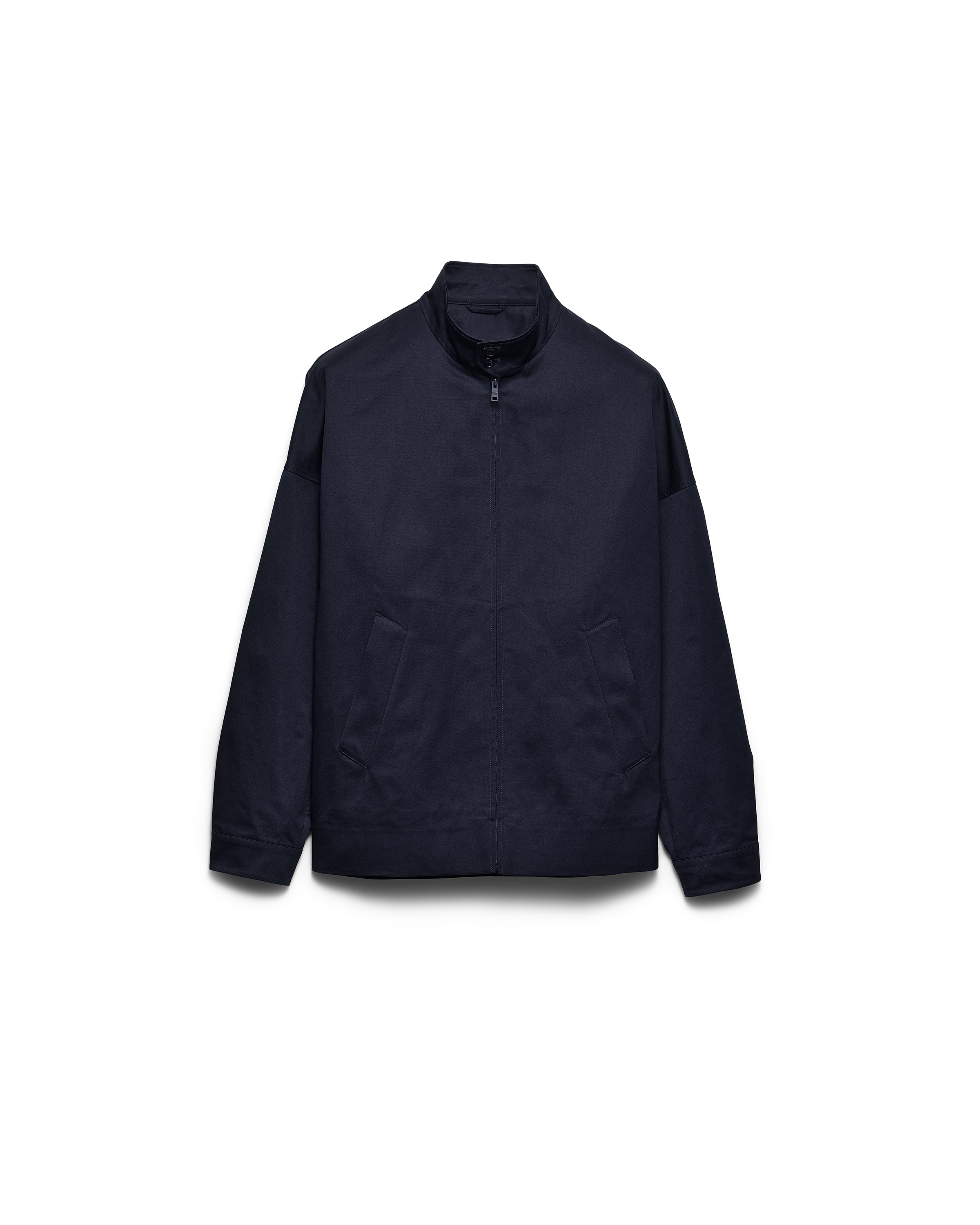 Prada Stand-up Collar Triangle-logo Jacket In Blue