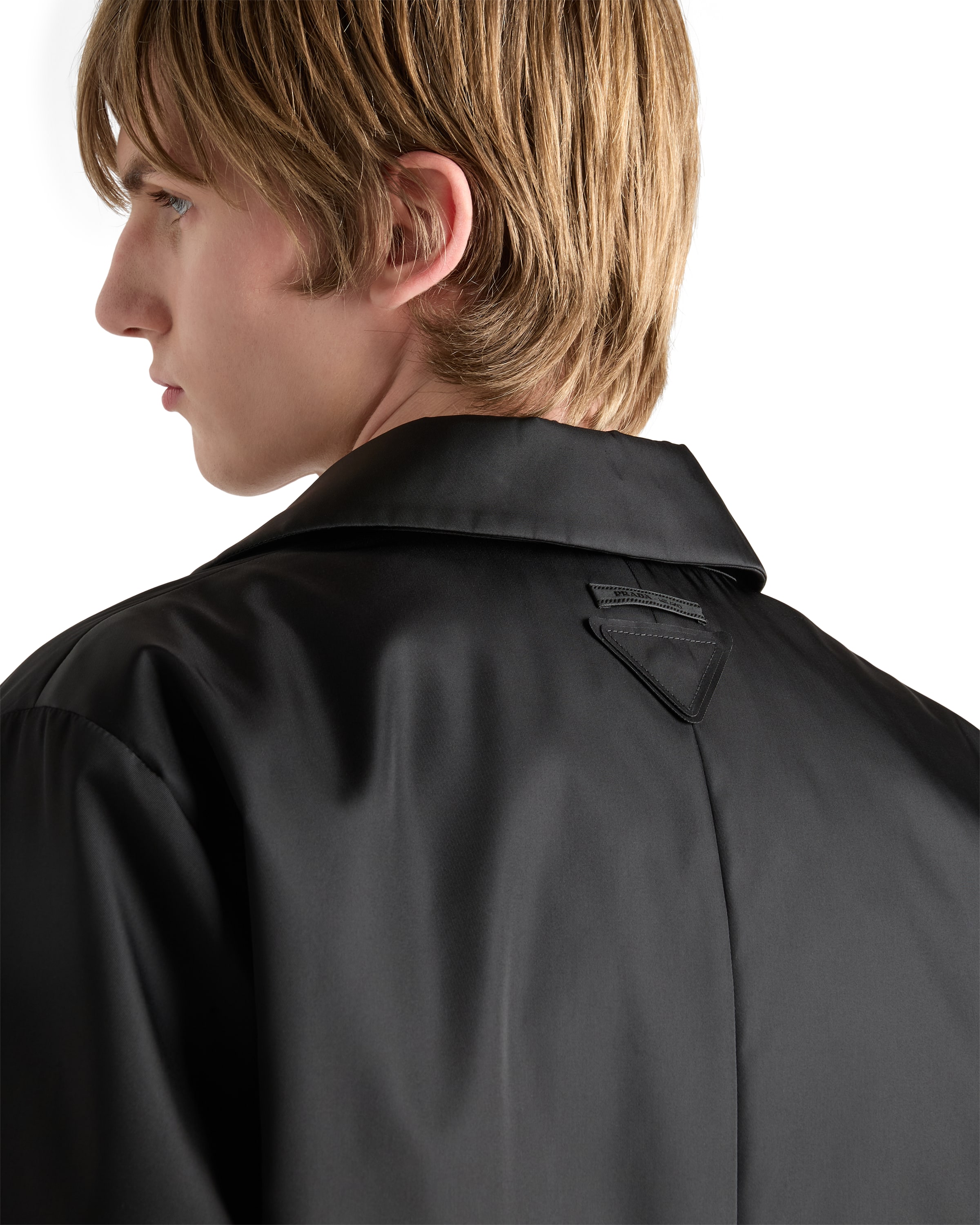 Prada Re-nylon Overcoat In Black